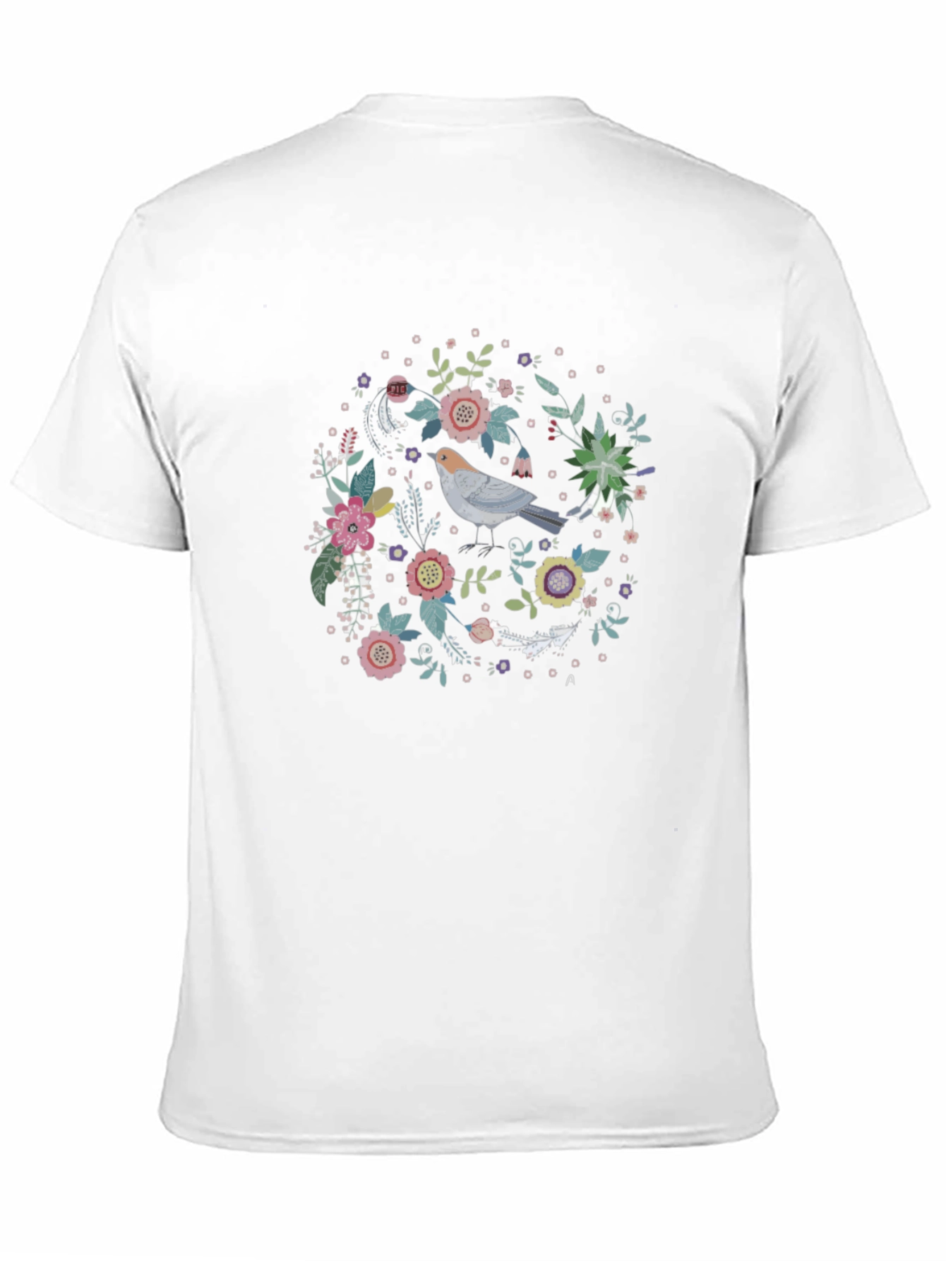 Floral Bird Graphic Tee - Black