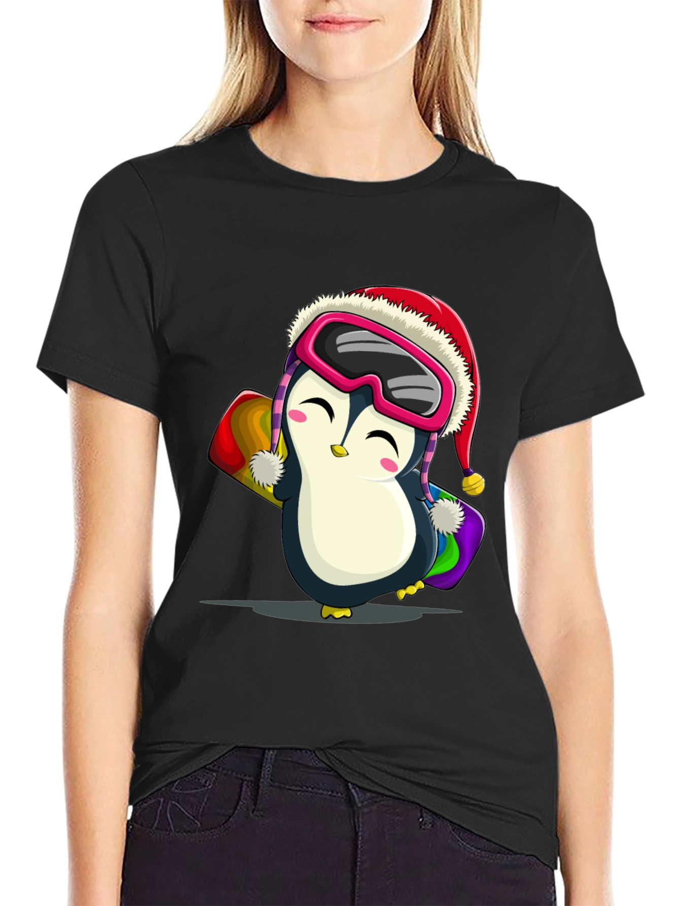 Penguin Snowboarder Graphic Tee