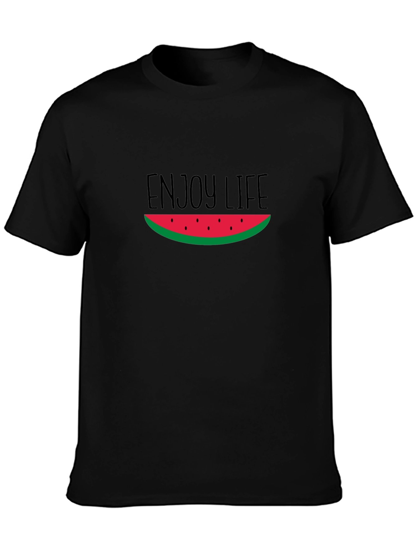 Enjoy Life Watermelon Slice Graphic Black T-Shirt