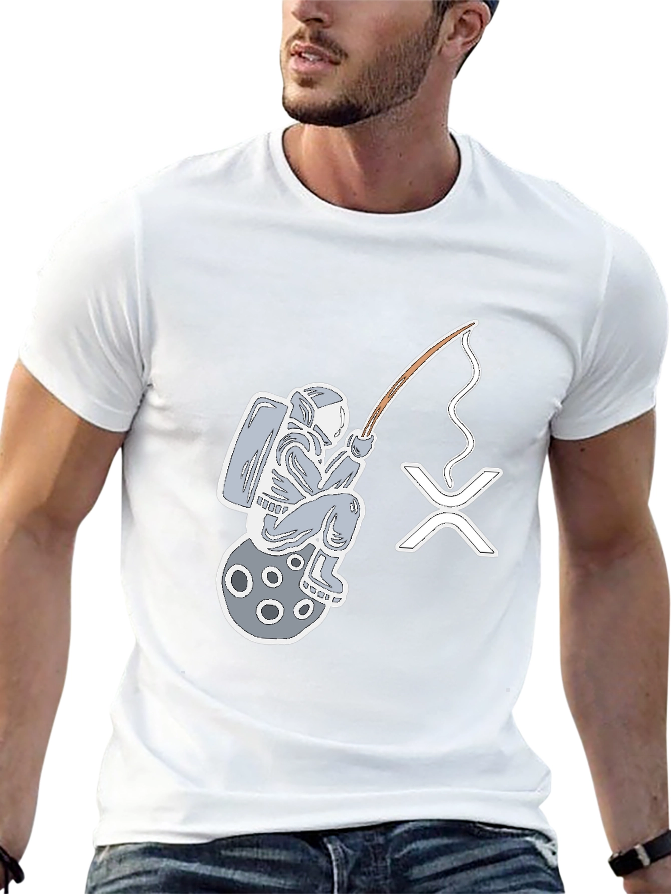 Astronaut Fishing on Moon T-Shirt