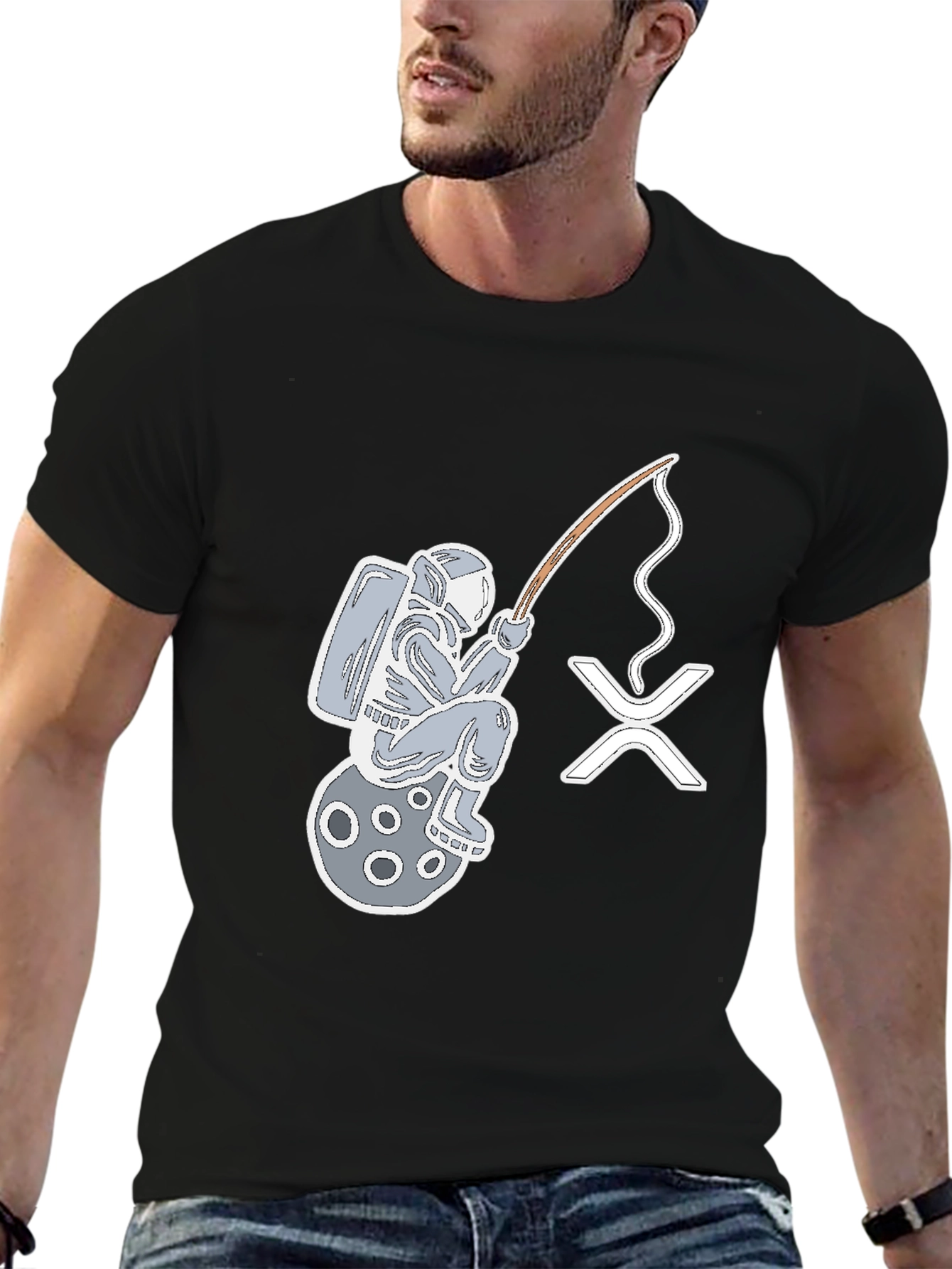 Astronaut Fishing on Moon T-Shirt