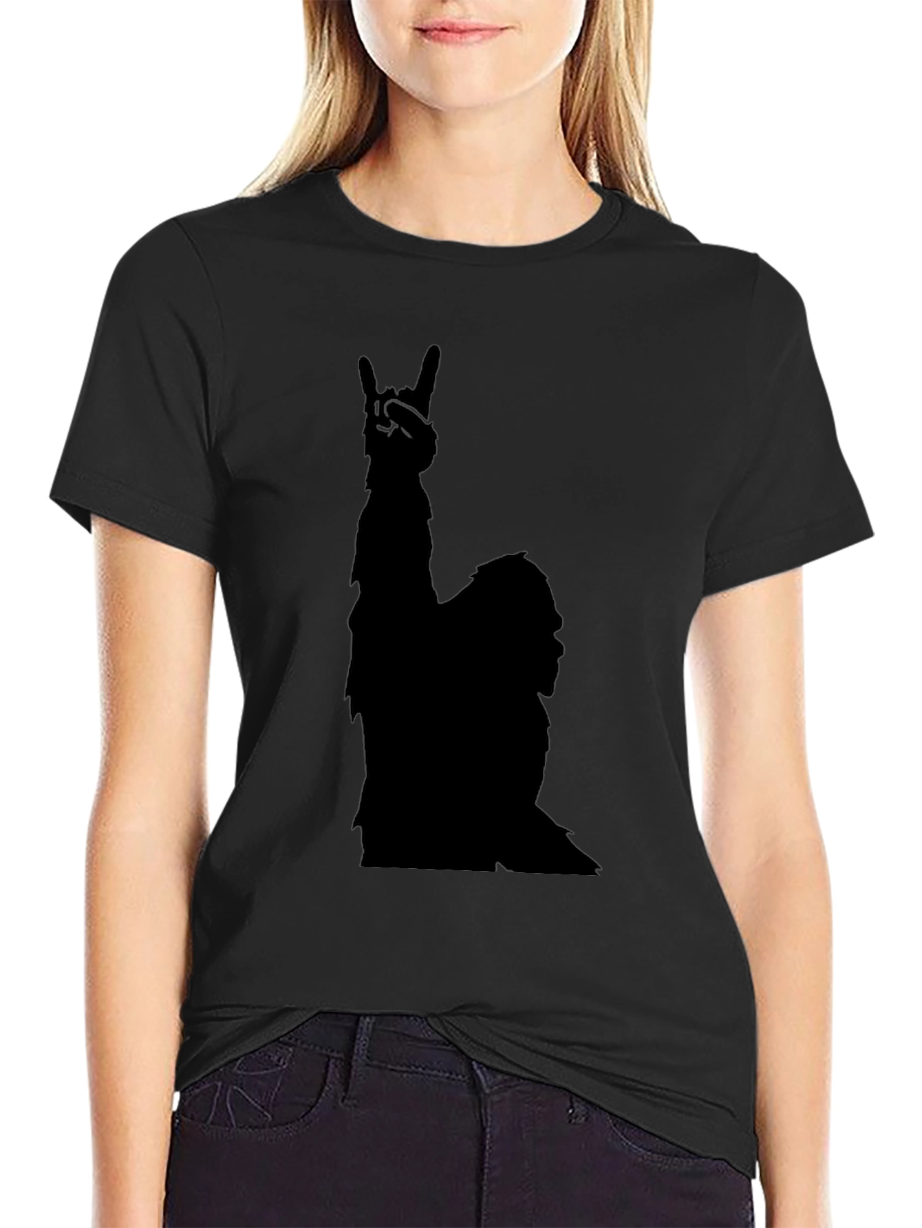 Rock On Llama Black T-Shirt