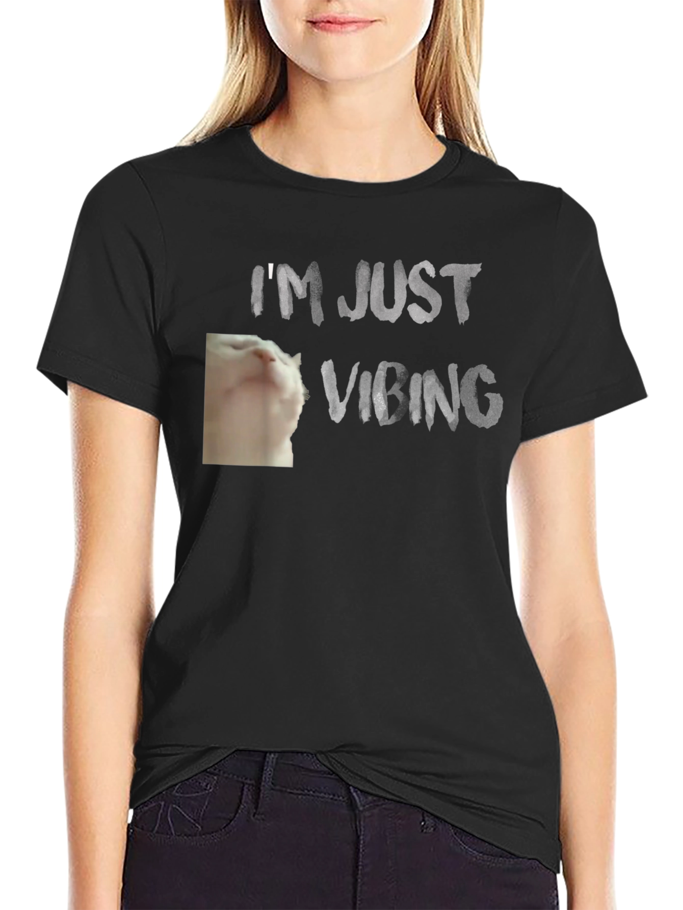 Im Just Vibing Cat T-Shirt - Relaxed Fit