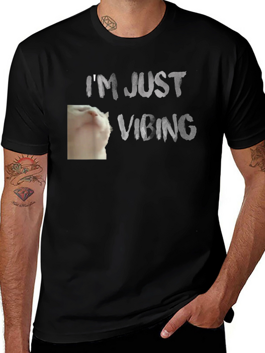 Im Just Vibing Cat T-Shirt - Relaxed Fit