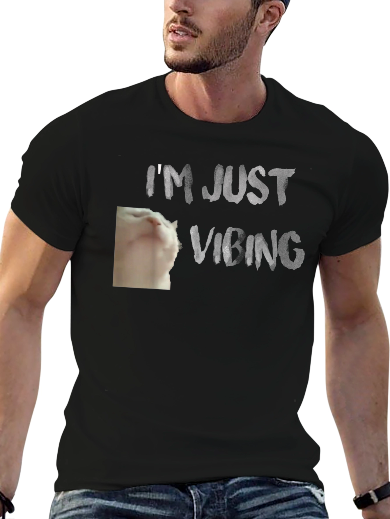 Im Just Vibing Cat T-Shirt - Relaxed Fit