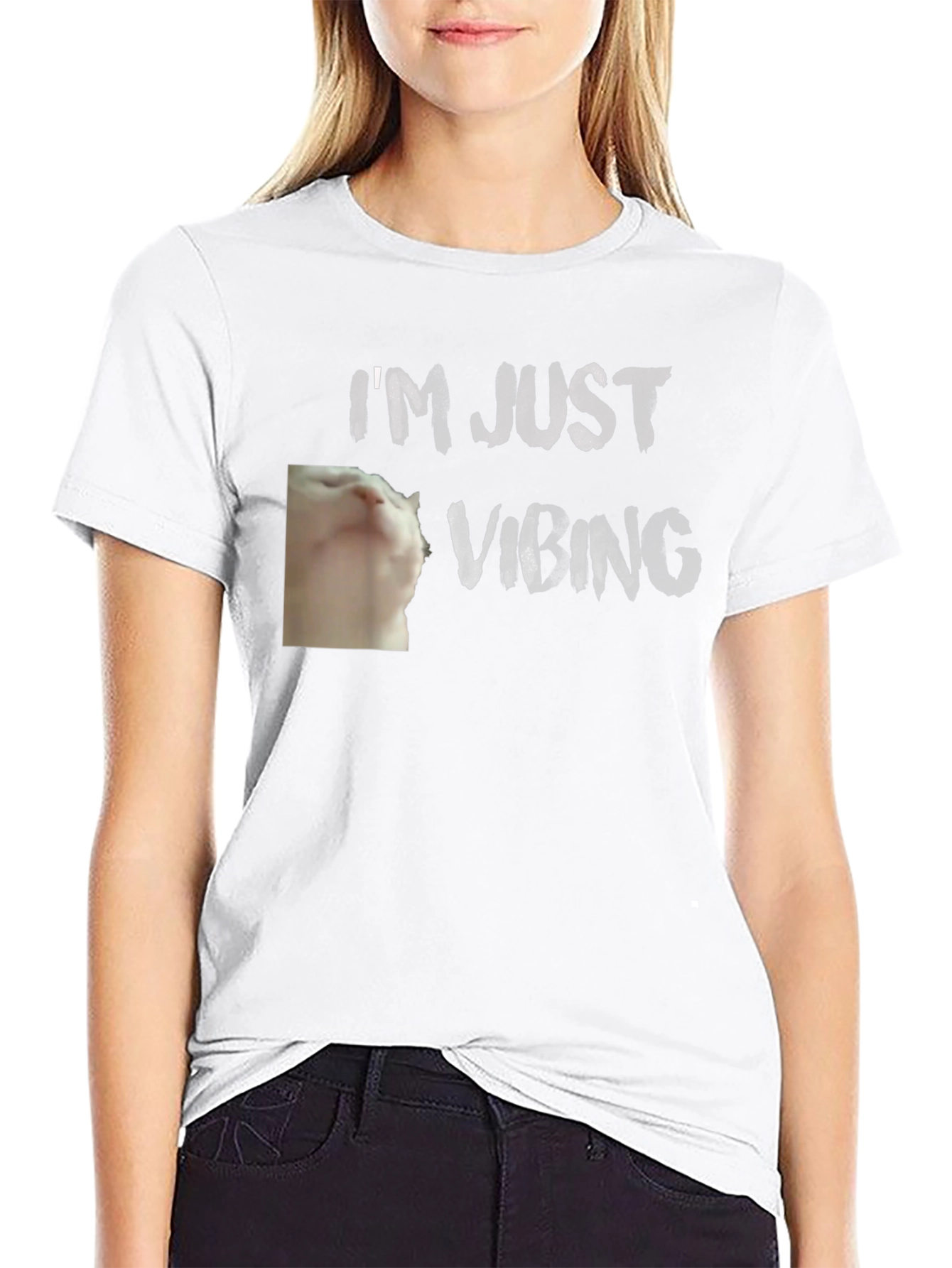 Im Just Vibing Cat T-Shirt - Relaxed Fit