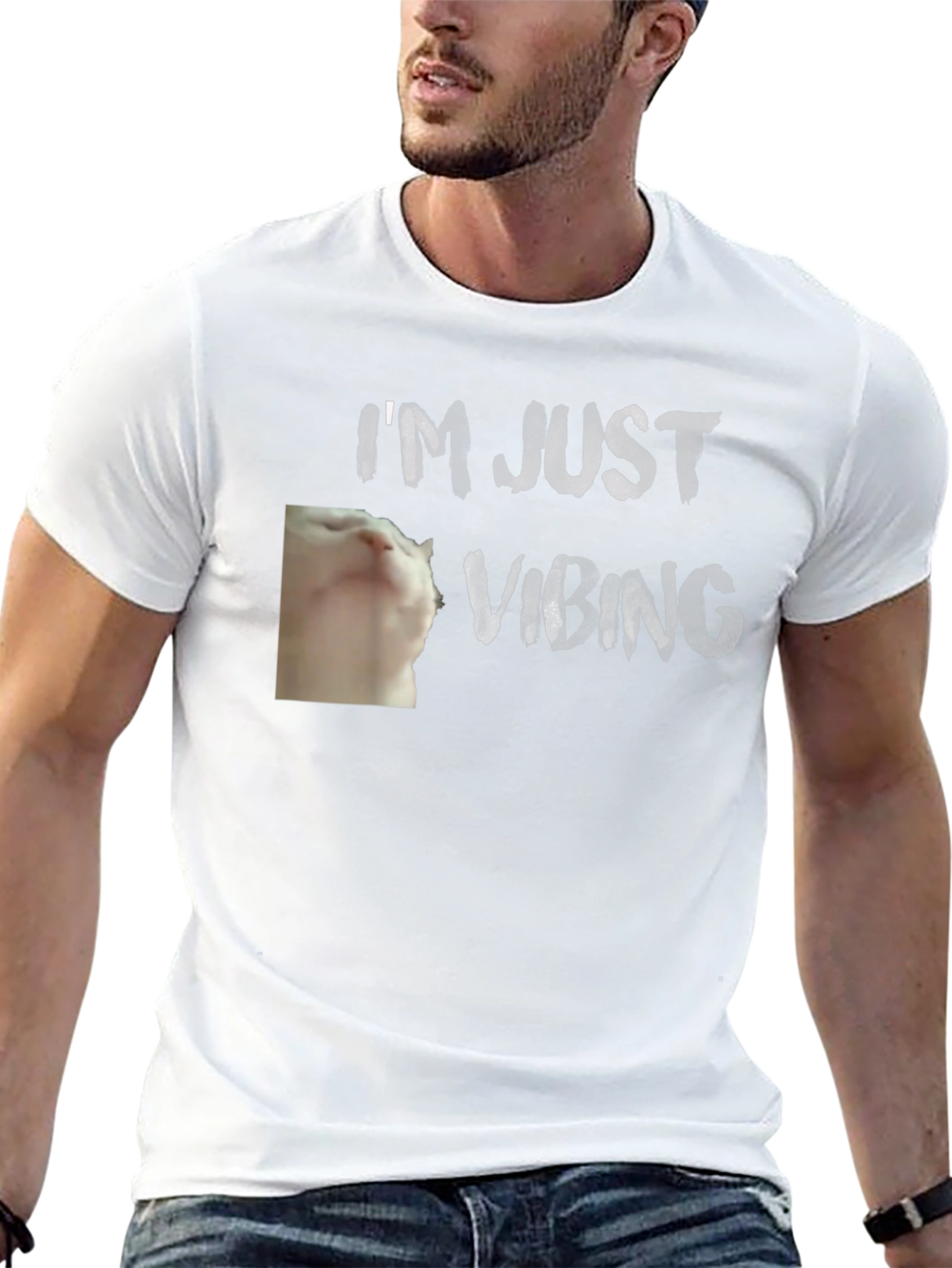 Im Just Vibing Cat T-Shirt - Relaxed Fit