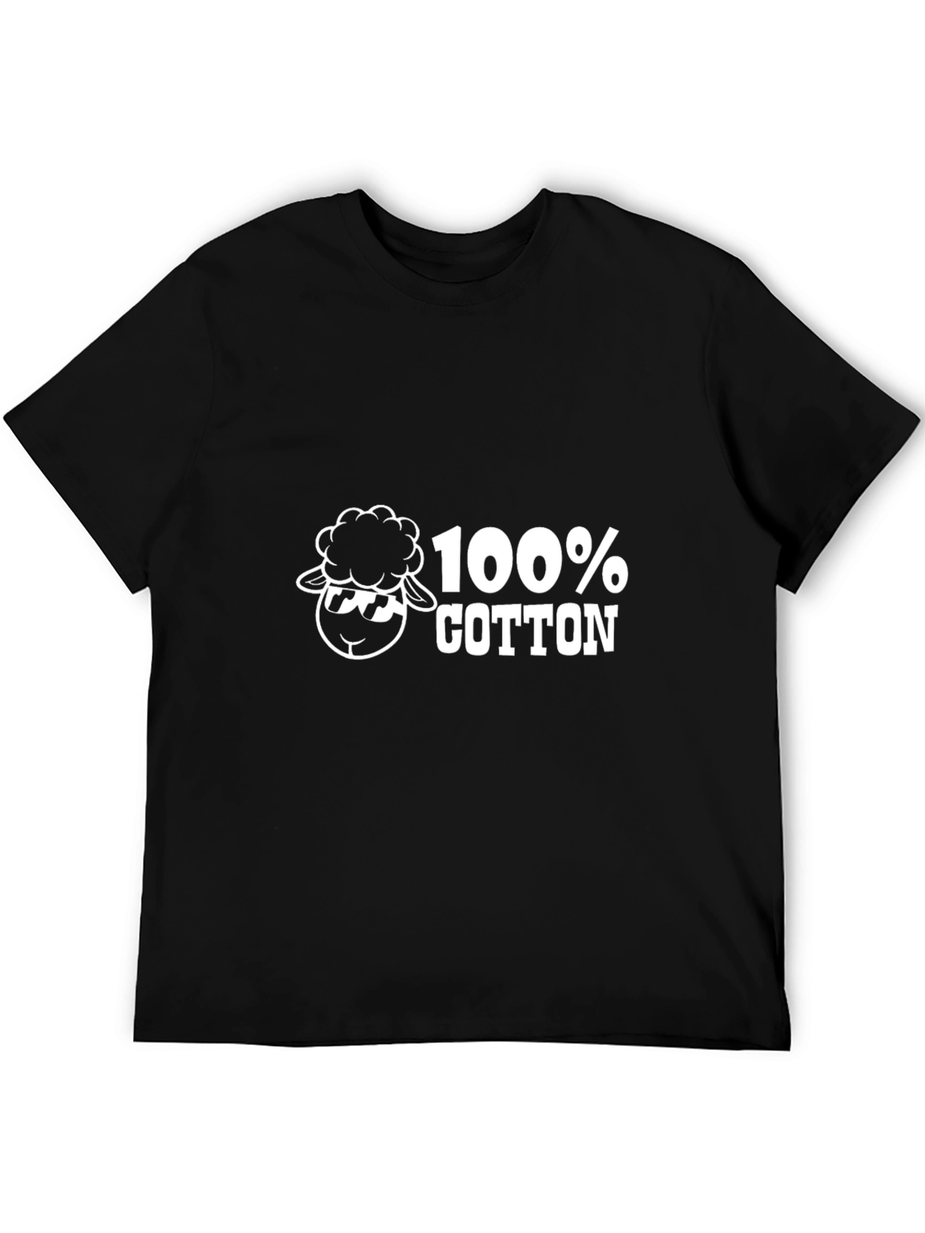 100% Cotton Sheep Graphic Black T-Shirt