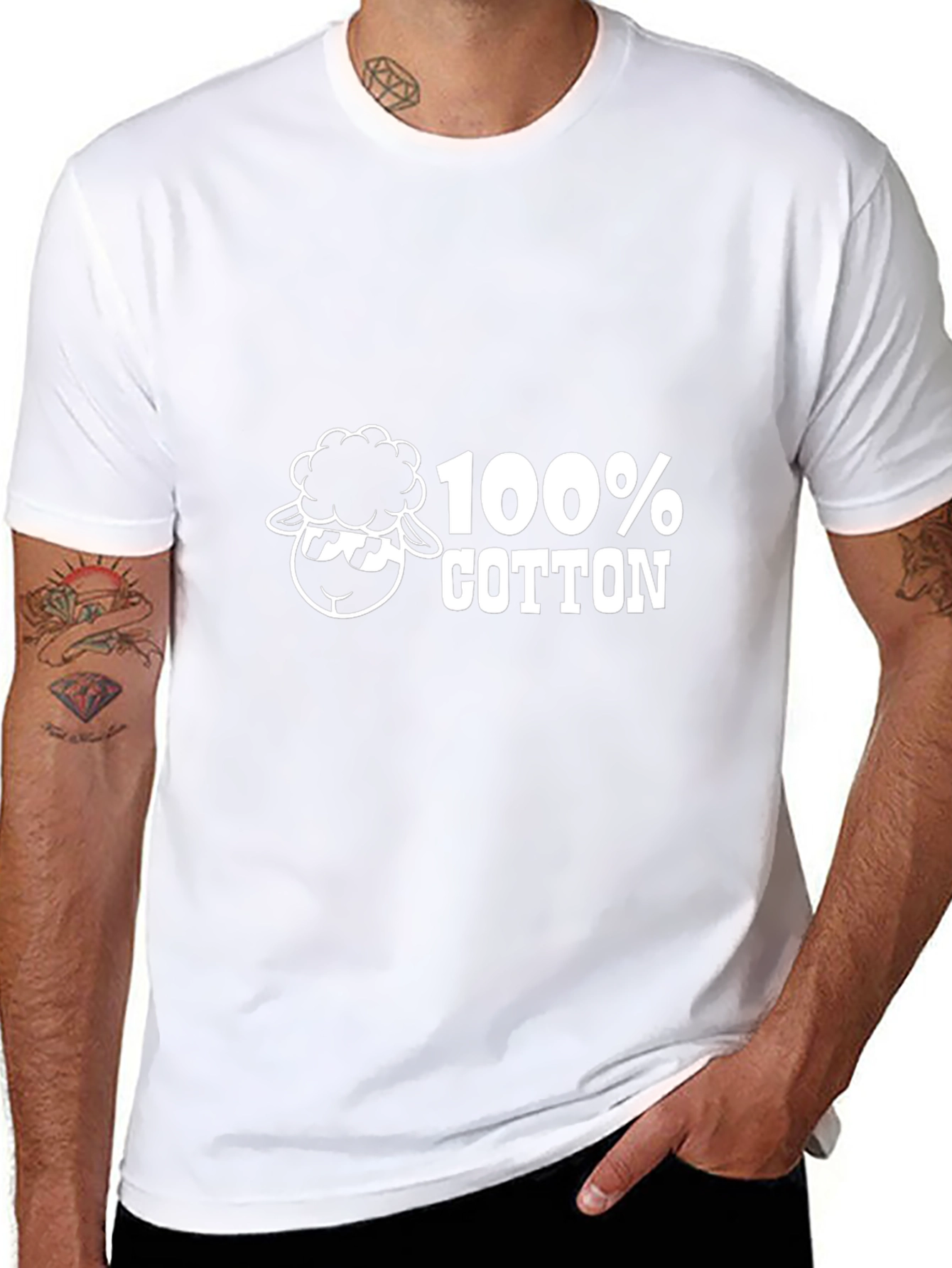 100% Cotton Sheep Graphic Black T-Shirt