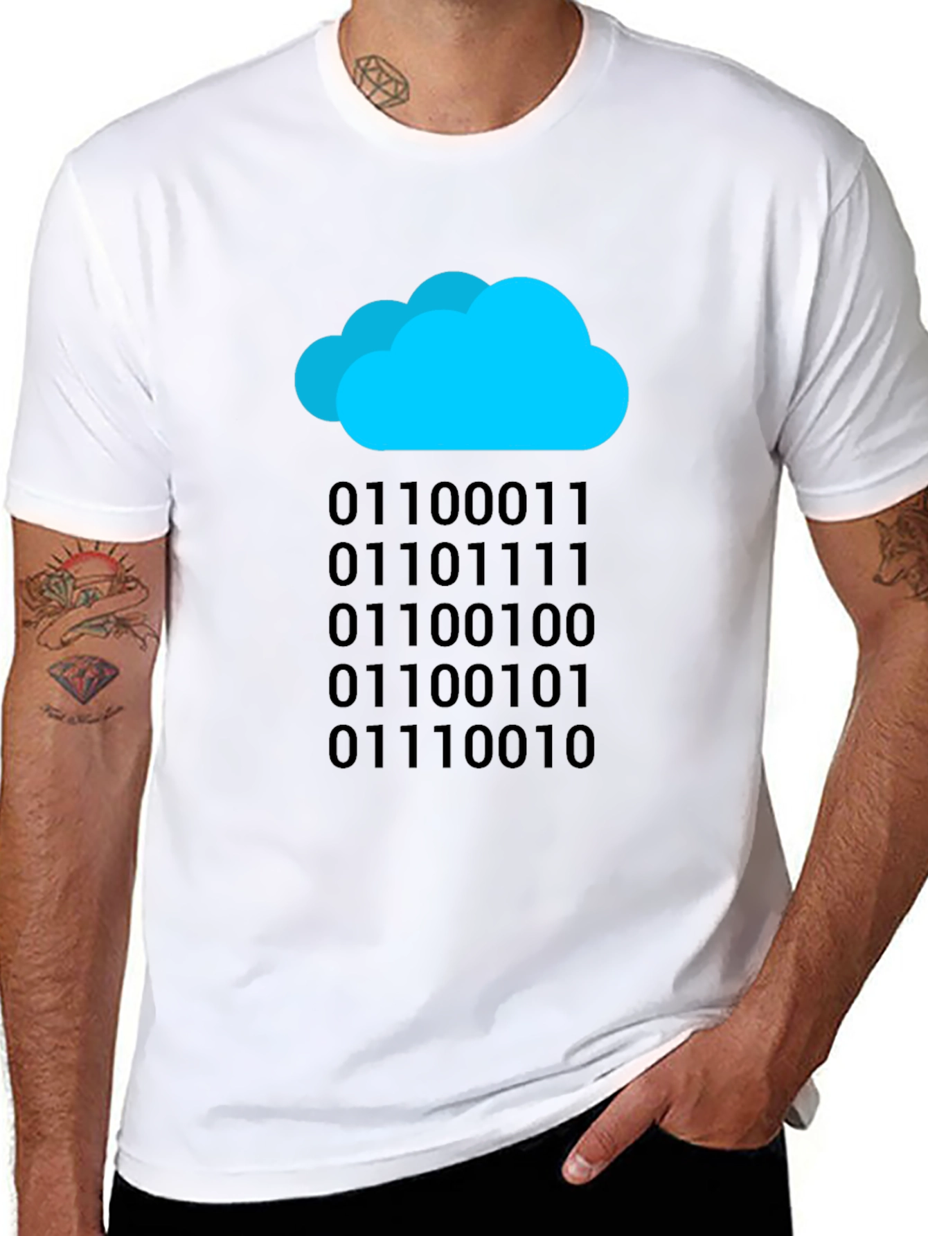 Cloud Binary Code T-Shirt - Black Tech Tee