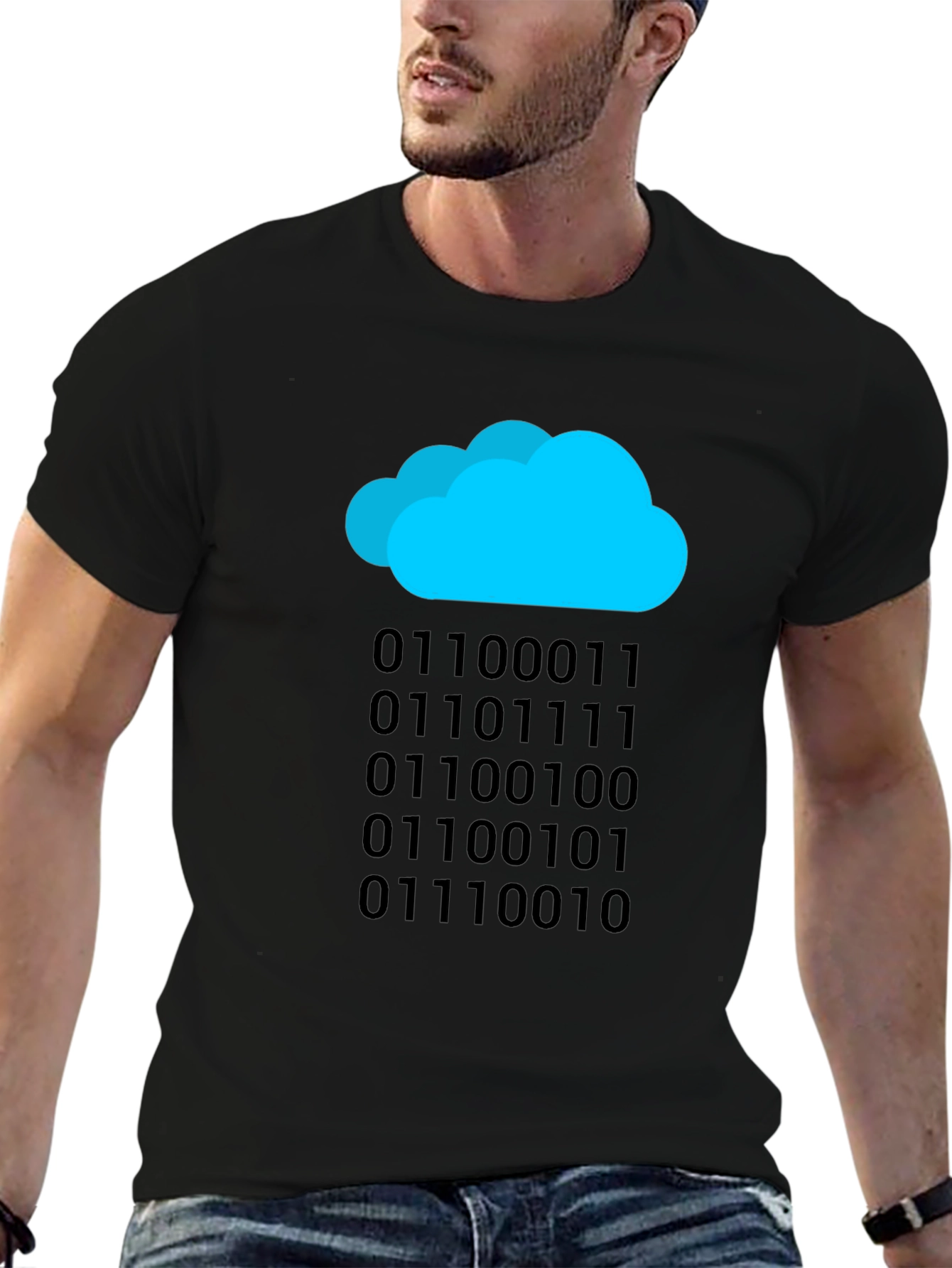 Cloud Binary Code T-Shirt - Black Tech Tee