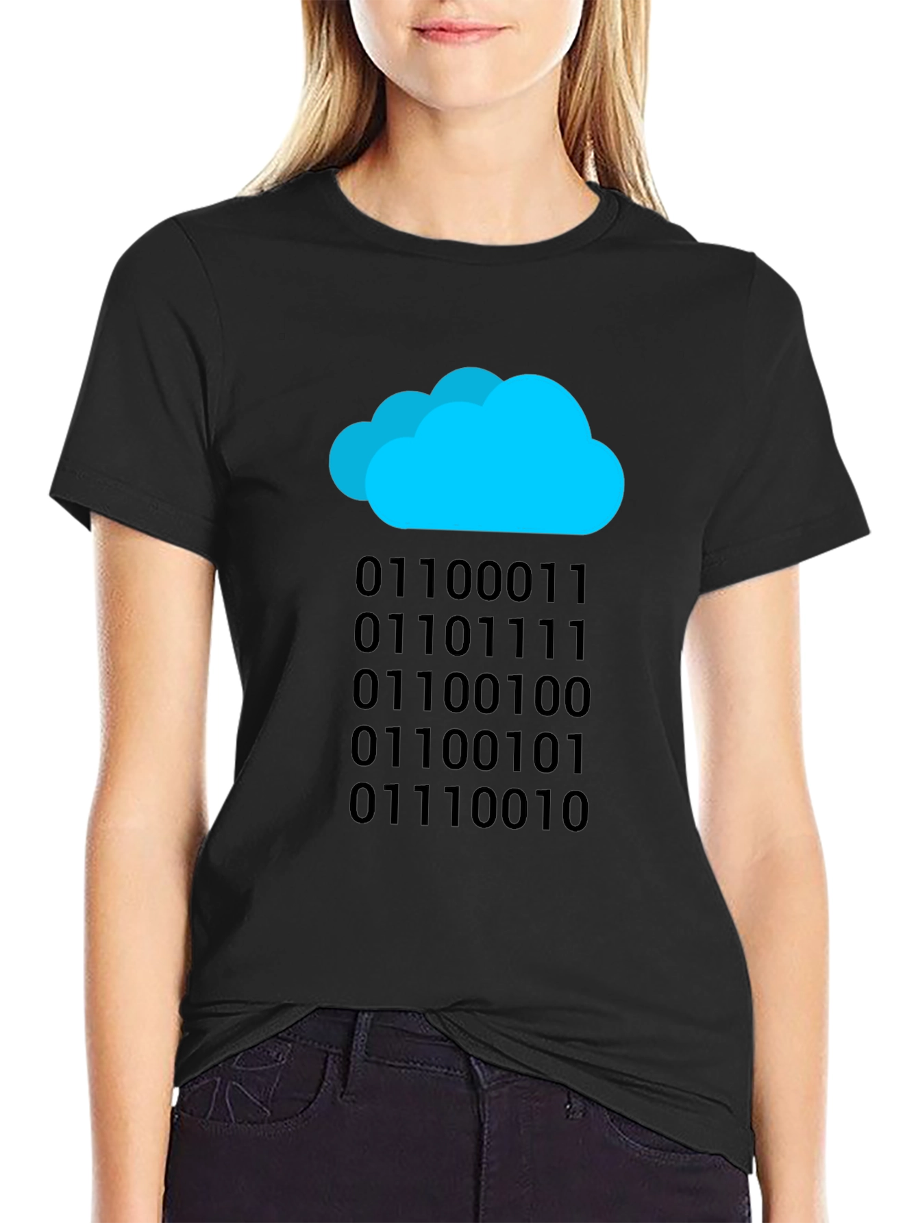 Cloud Binary Code T-Shirt - Black Tech Tee
