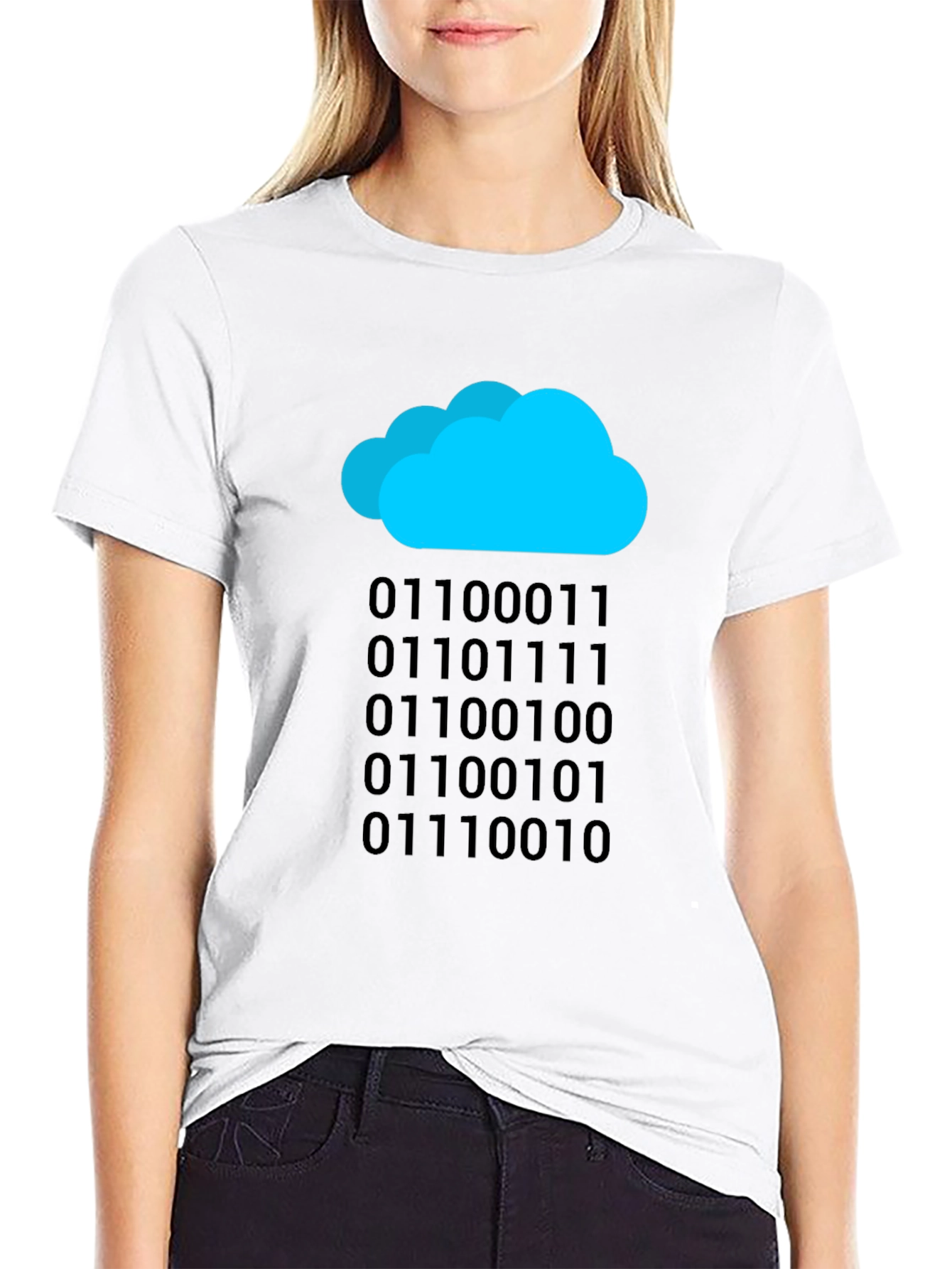 Cloud Binary Code T-Shirt - Black Tech Tee