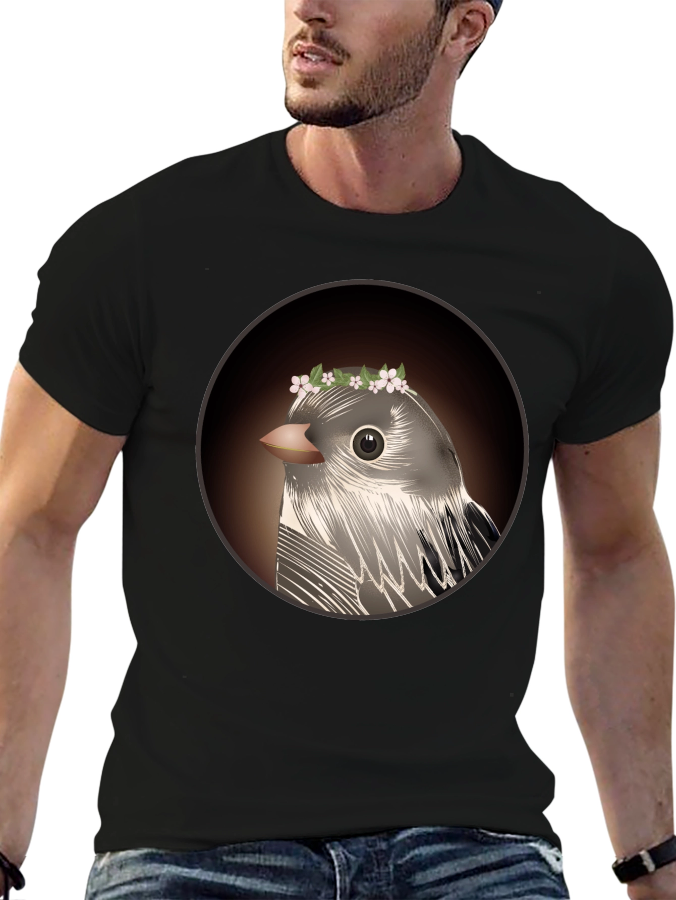 Bird with Flower Crown Graphic Tee - Unisex