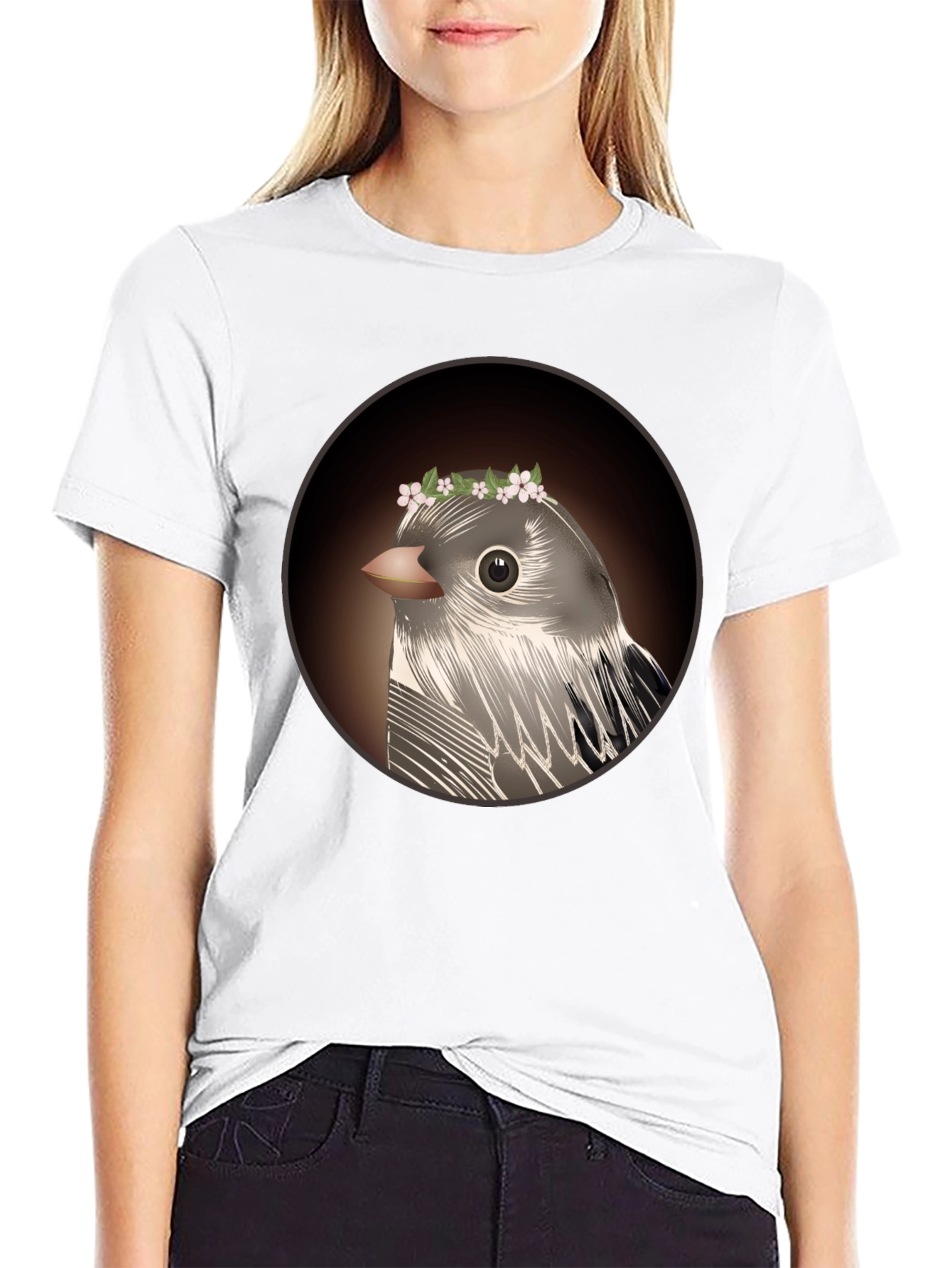 Bird with Flower Crown Graphic Tee - Unisex