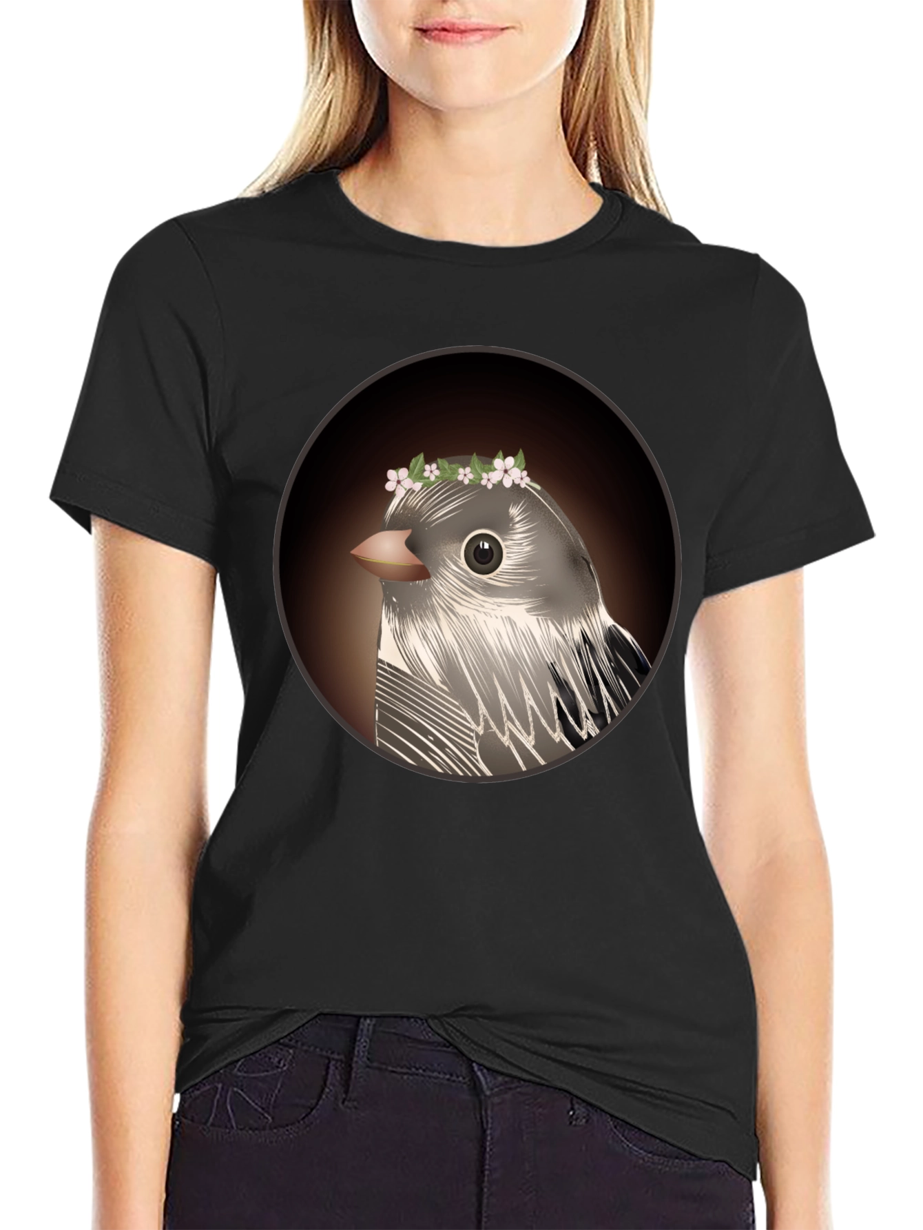 Bird with Flower Crown Graphic Tee - Unisex