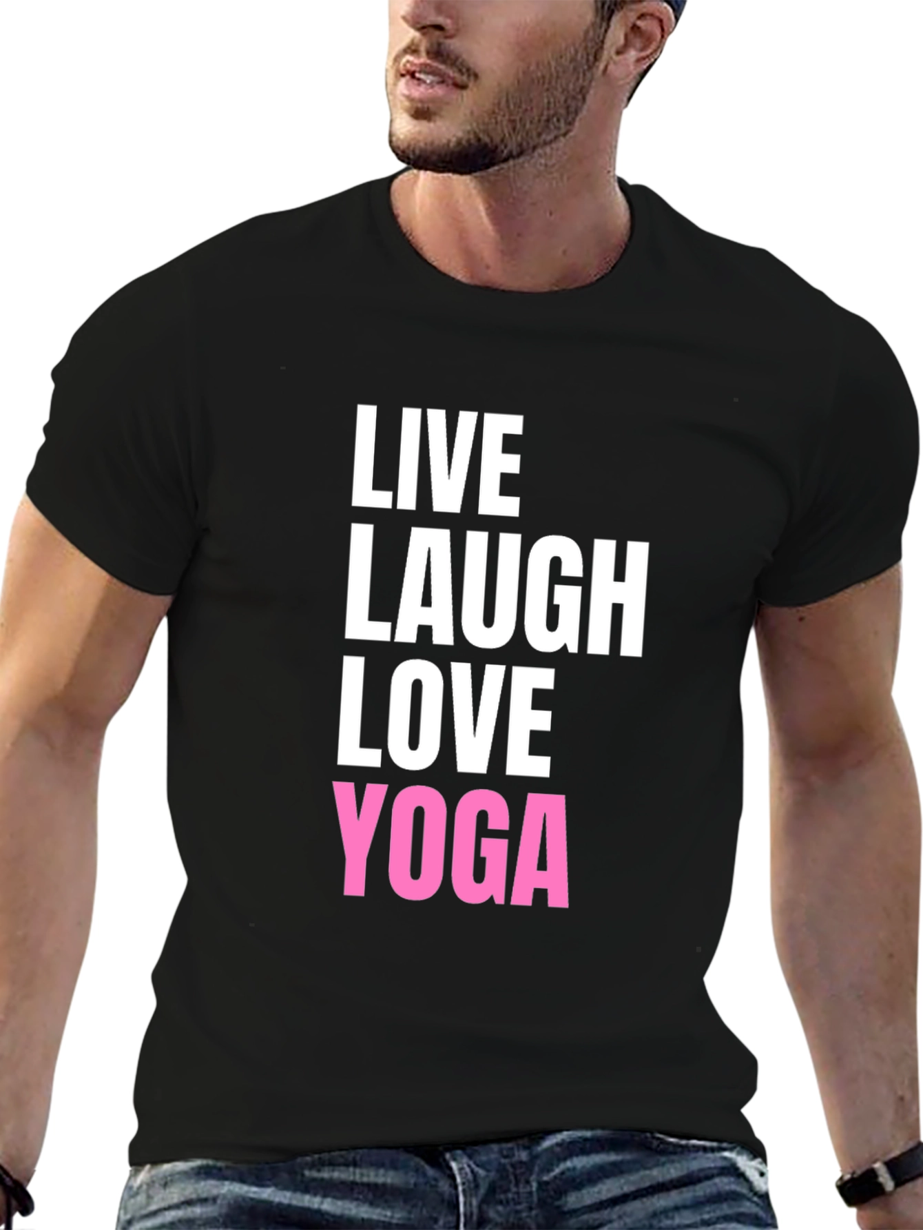 Live Laugh Love Yoga Black Graphic T-Shirt