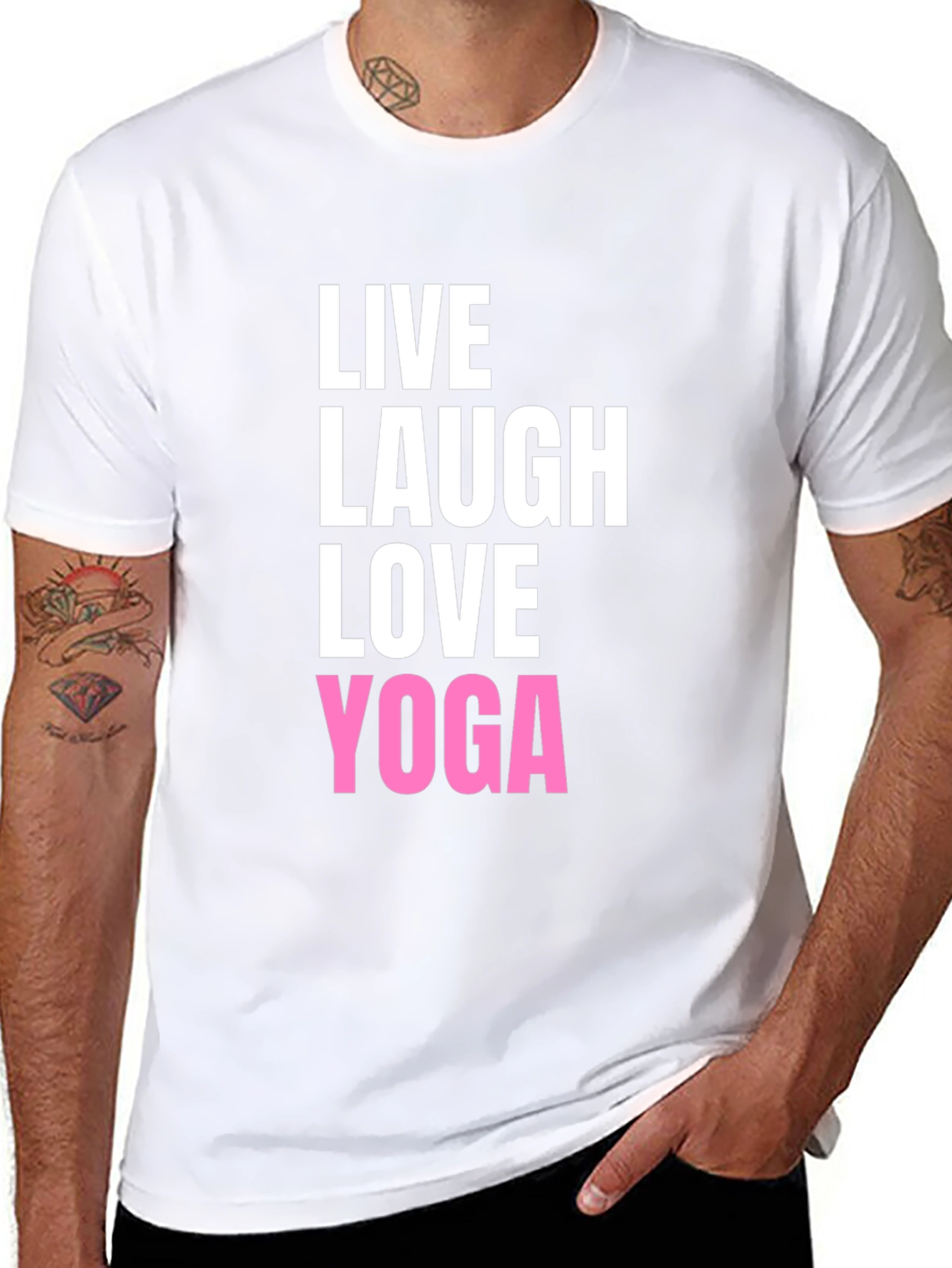Live Laugh Love Yoga Black Graphic T-Shirt