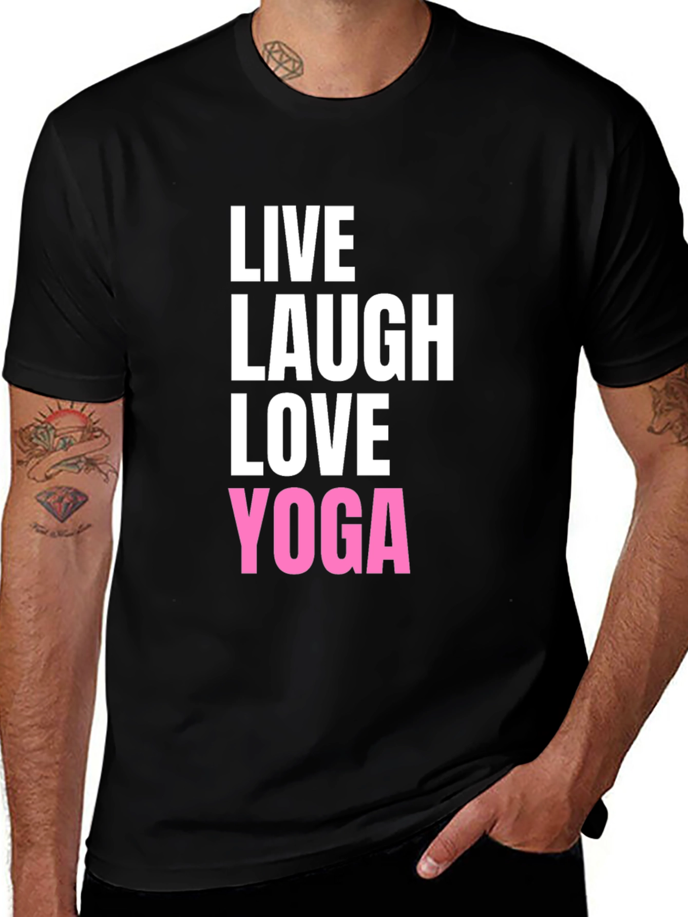 Live Laugh Love Yoga Black Graphic T-Shirt