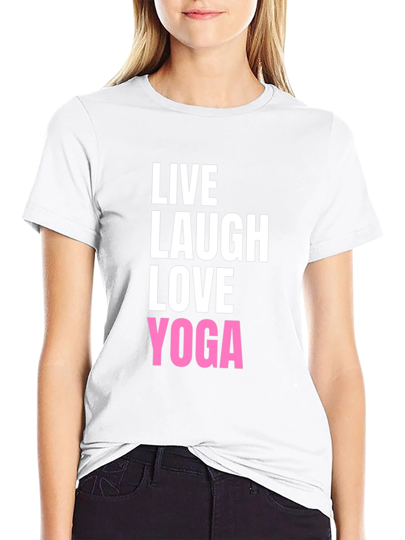 Live Laugh Love Yoga Black Graphic T-Shirt