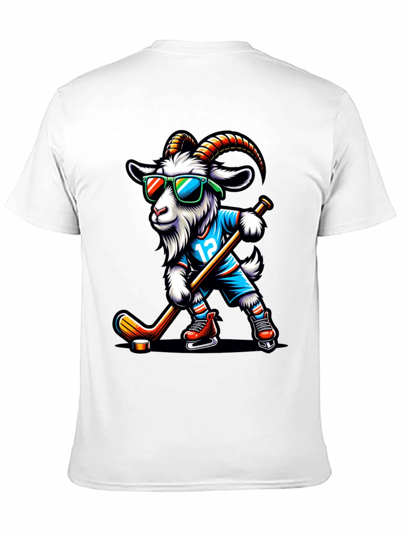 Goat Hockey Player Graphic T-Shirt