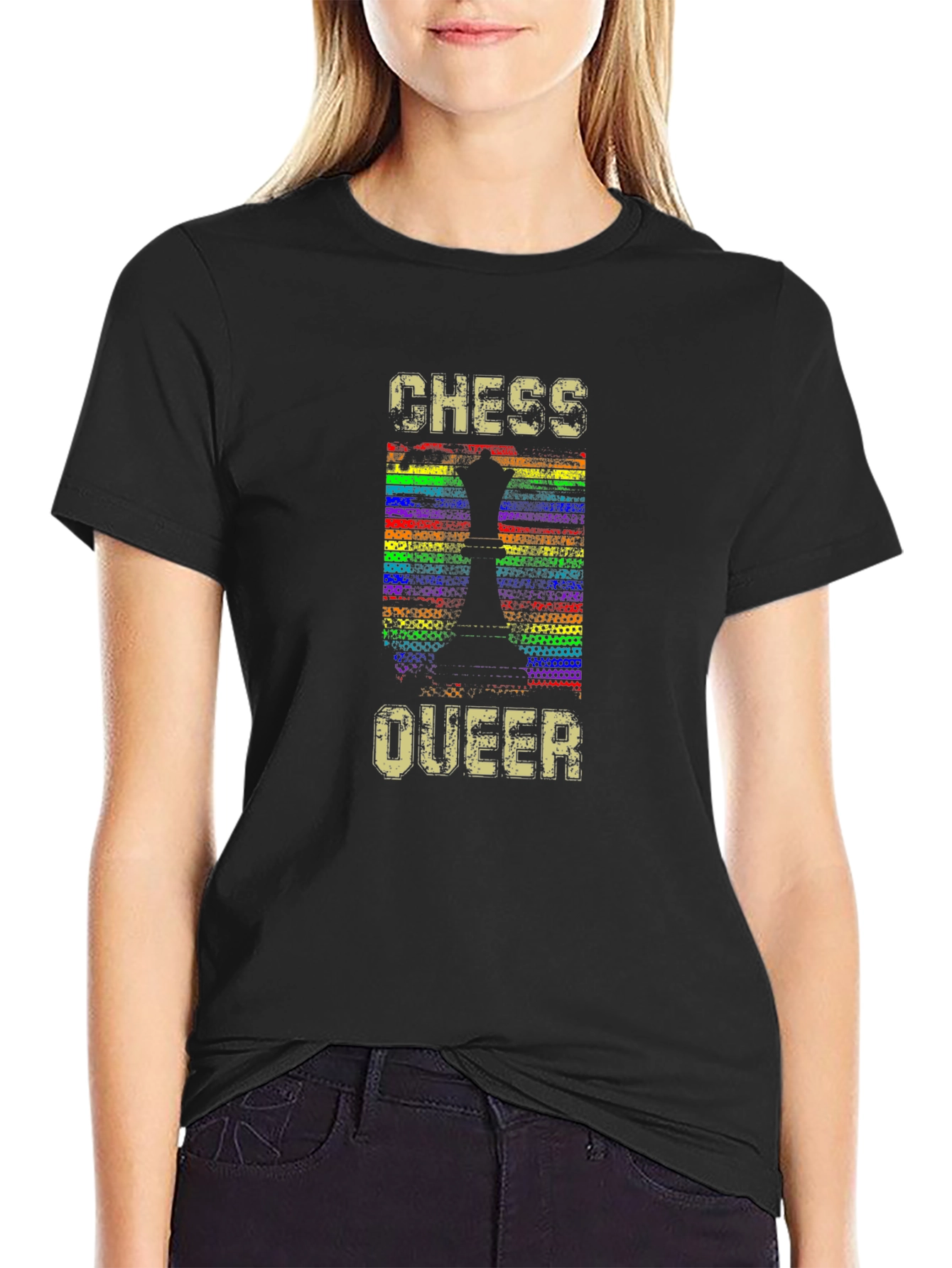 Chess Queer Pride T-Shirt - Rainbow Chess Piece Design