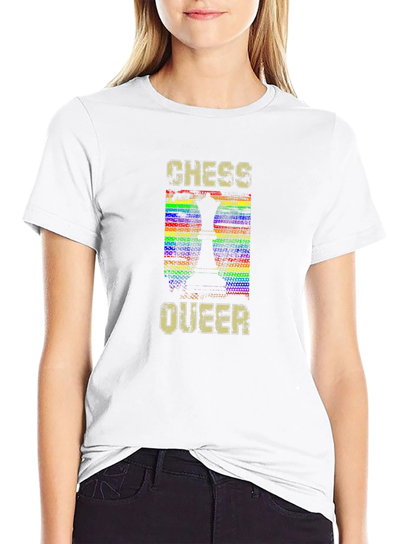 Chess Queer Pride T-Shirt - Rainbow Chess Piece Design