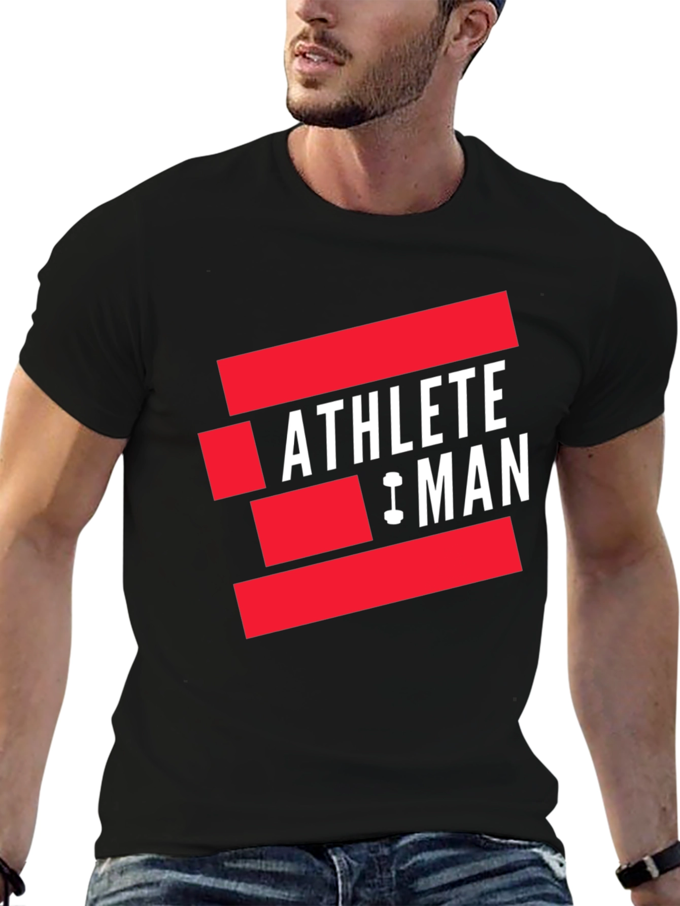 Athlete Man Graphic T-Shirt - Black