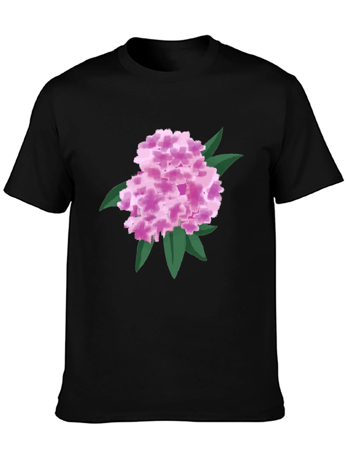 Floral Graphic Tee - Pink Hydrangea Black T-Shirt