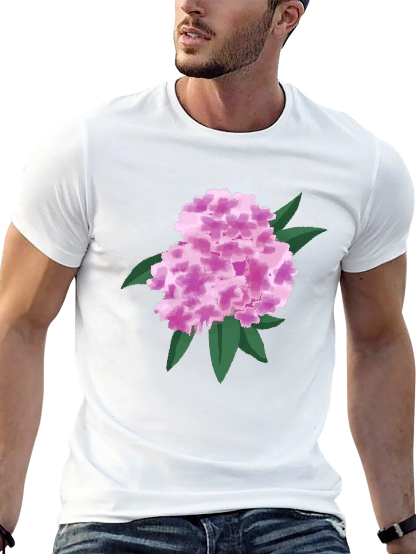Floral Graphic Tee - Pink Hydrangea Black T-Shirt