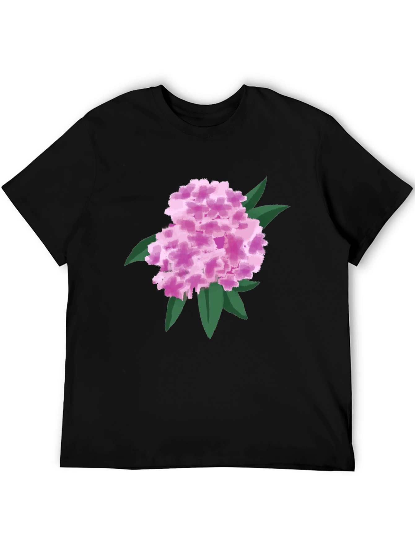 Floral Graphic Tee - Pink Hydrangea Black T-Shirt