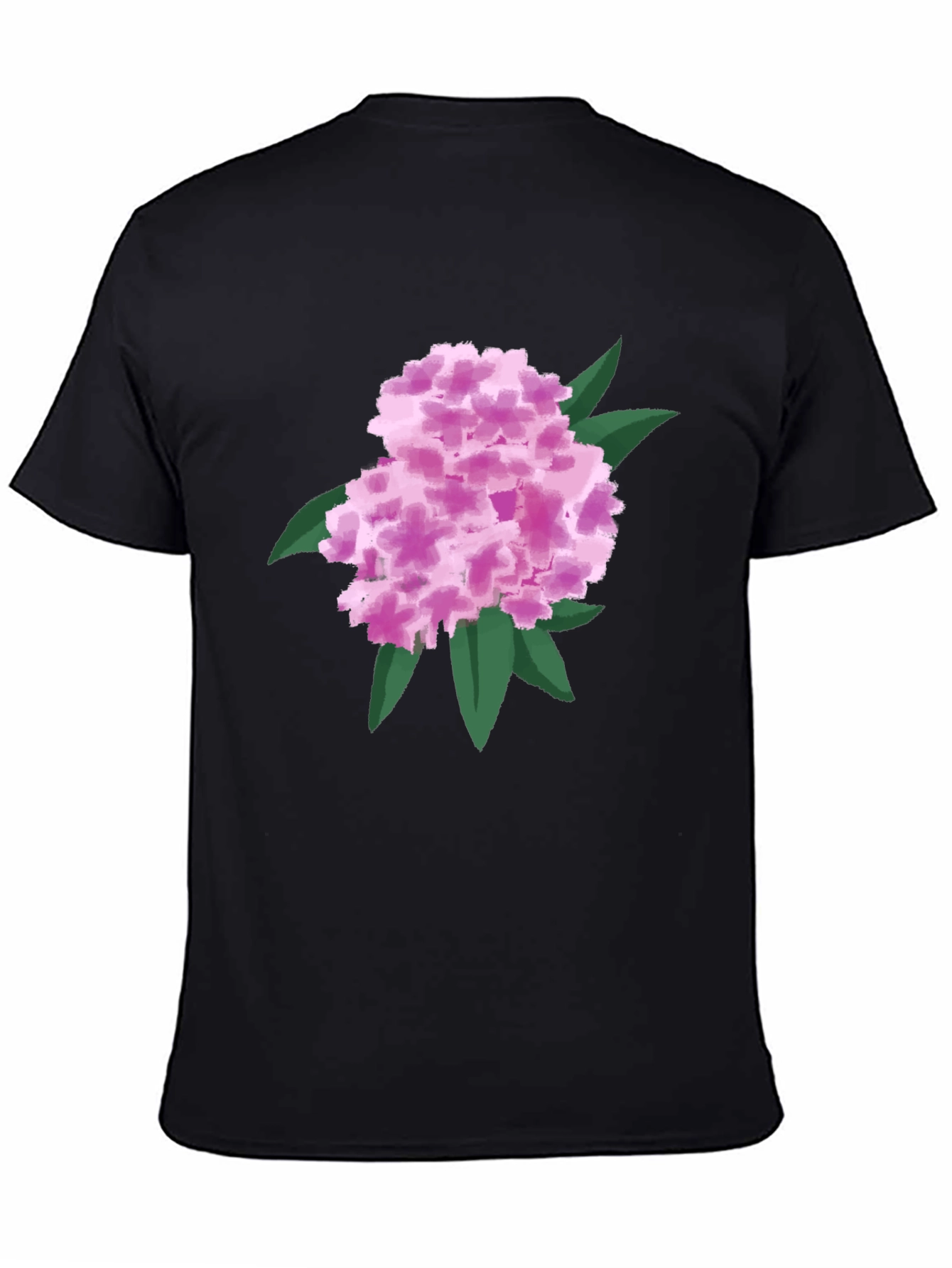 Floral Graphic Tee - Pink Hydrangea Black T-Shirt