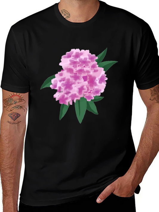Floral Graphic Tee - Pink Hydrangea Black T-Shirt