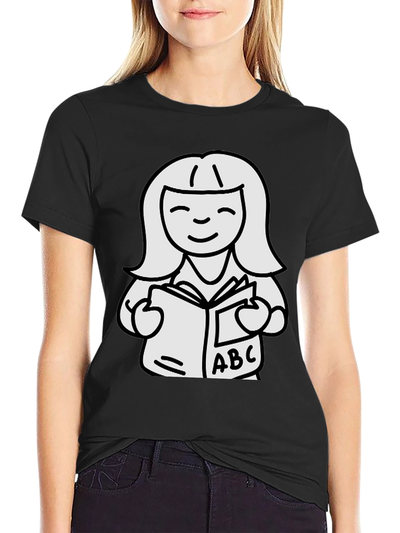 Bookworm Graphic Tee - Black Cotton Unisex