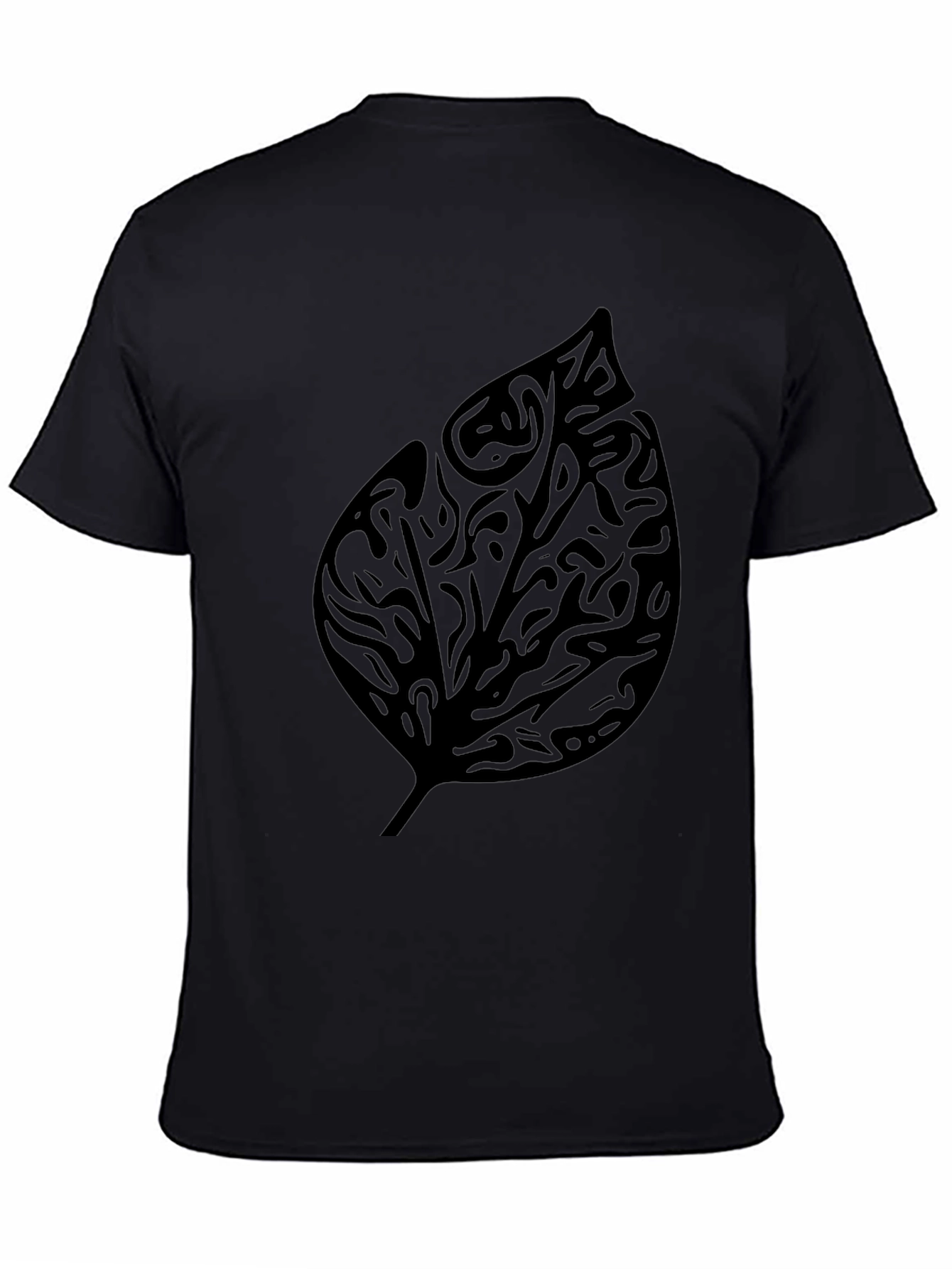 Tribal Leaf Graphic Print Black T-Shirt