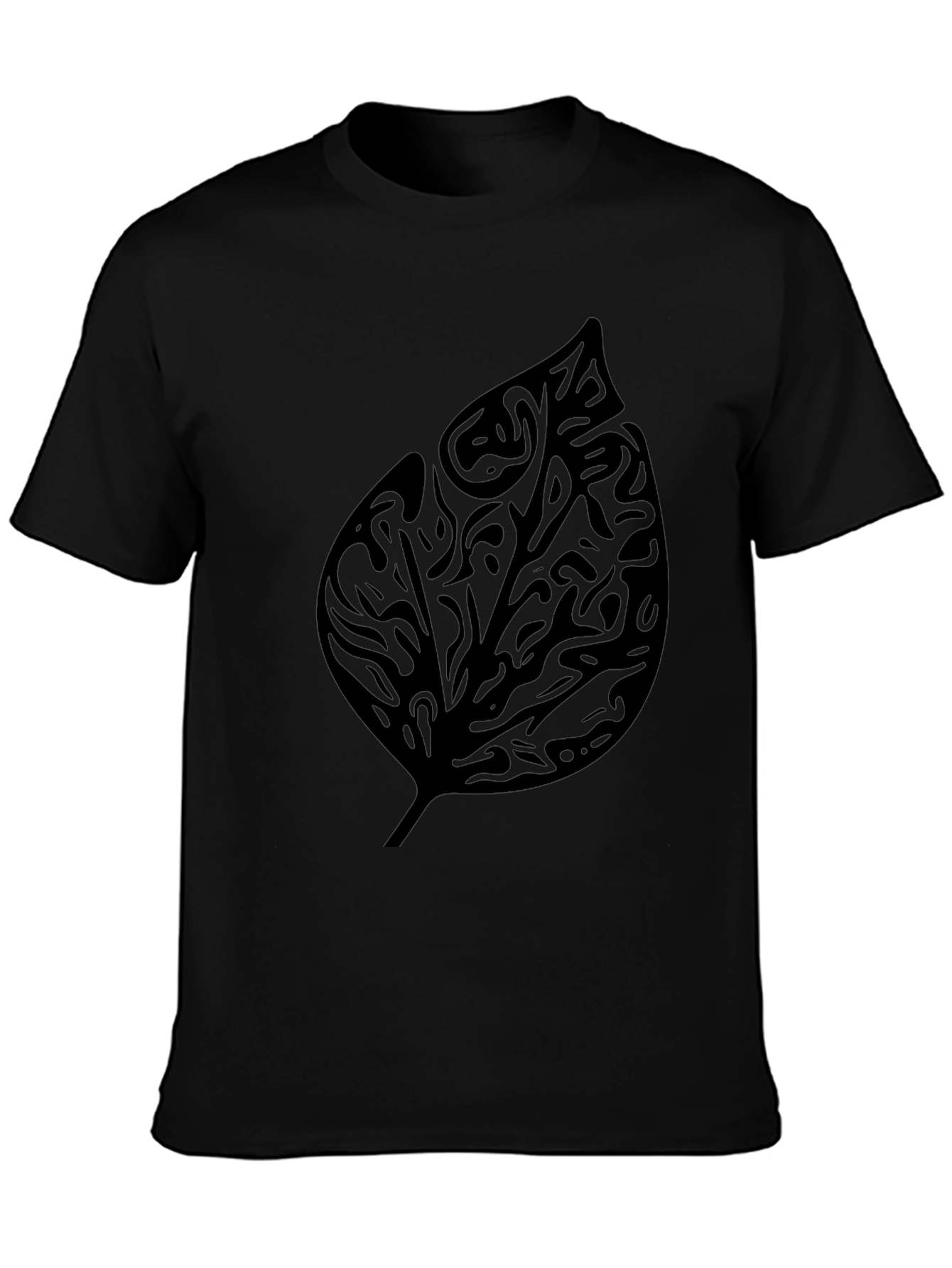 Tribal Leaf Graphic Print Black T-Shirt