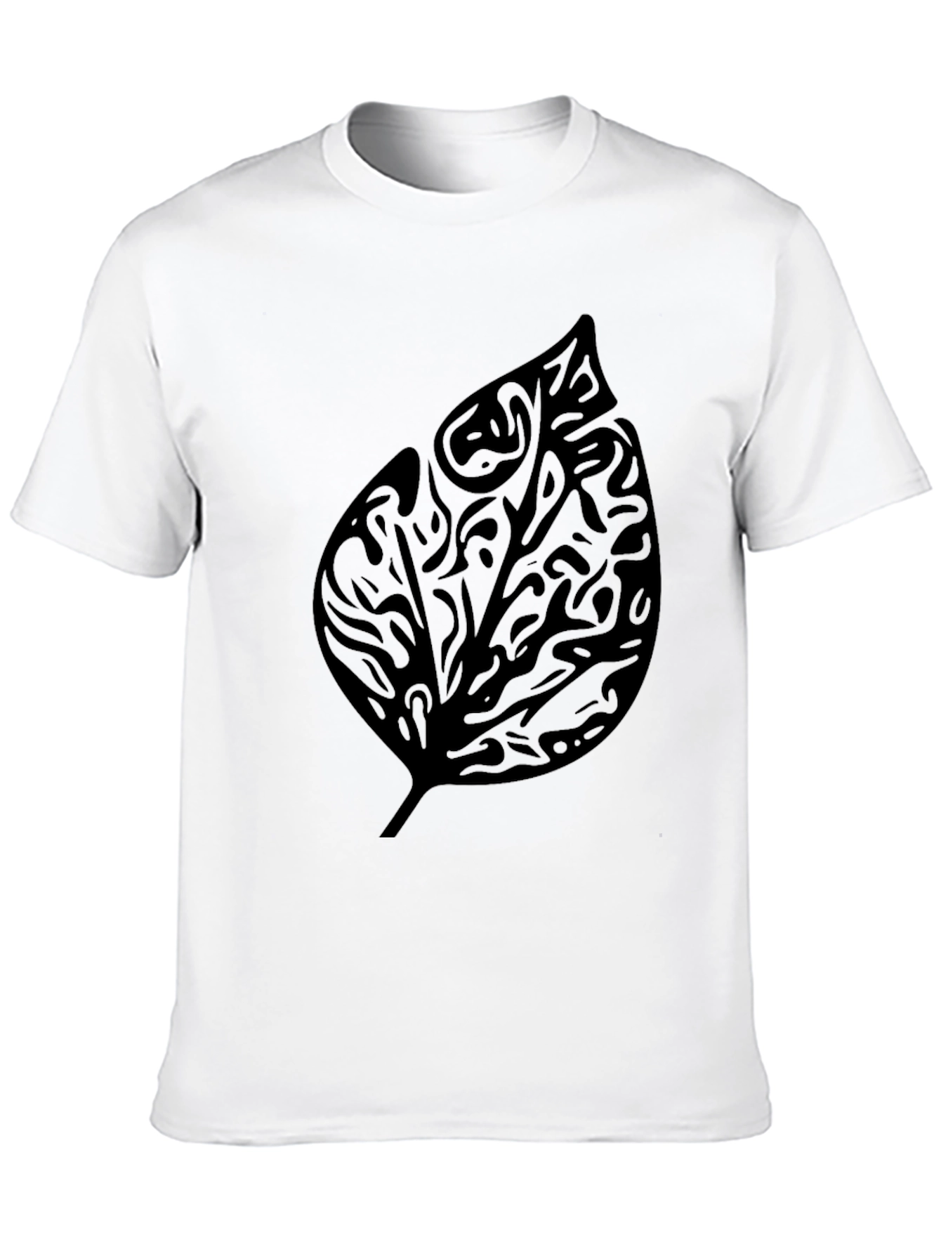 Tribal Leaf Graphic Print Black T-Shirt
