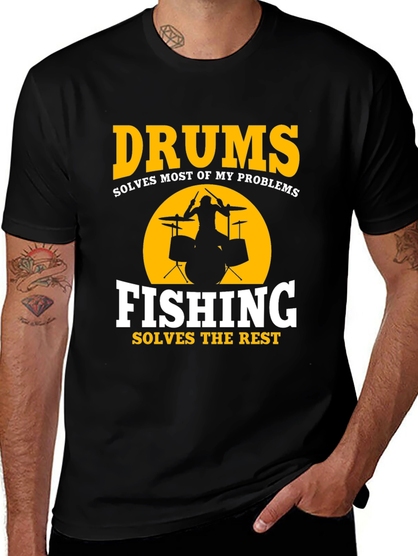 Drums & Fishing Solve Problems T-Shirt