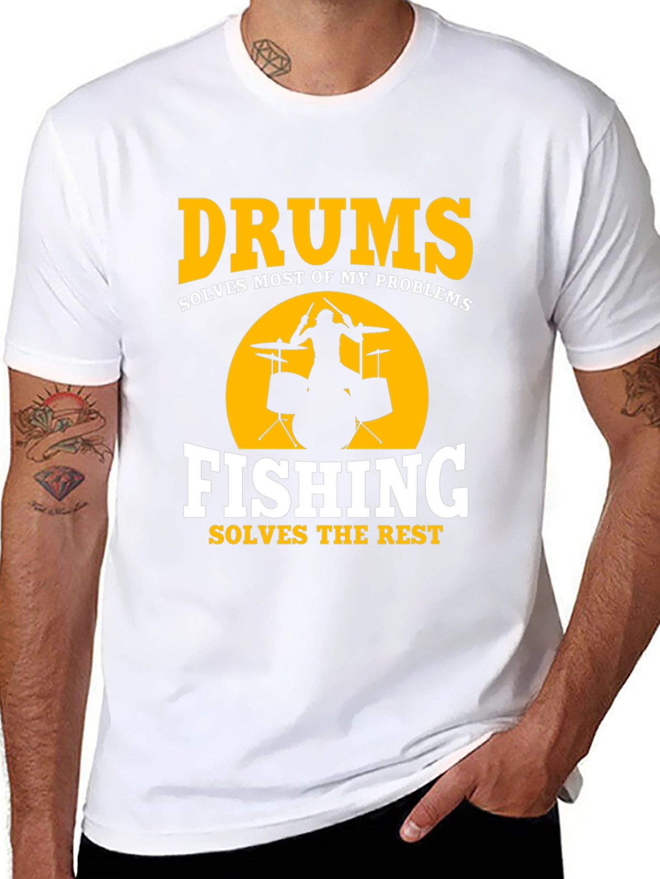 Drums & Fishing Solve Problems T-Shirt