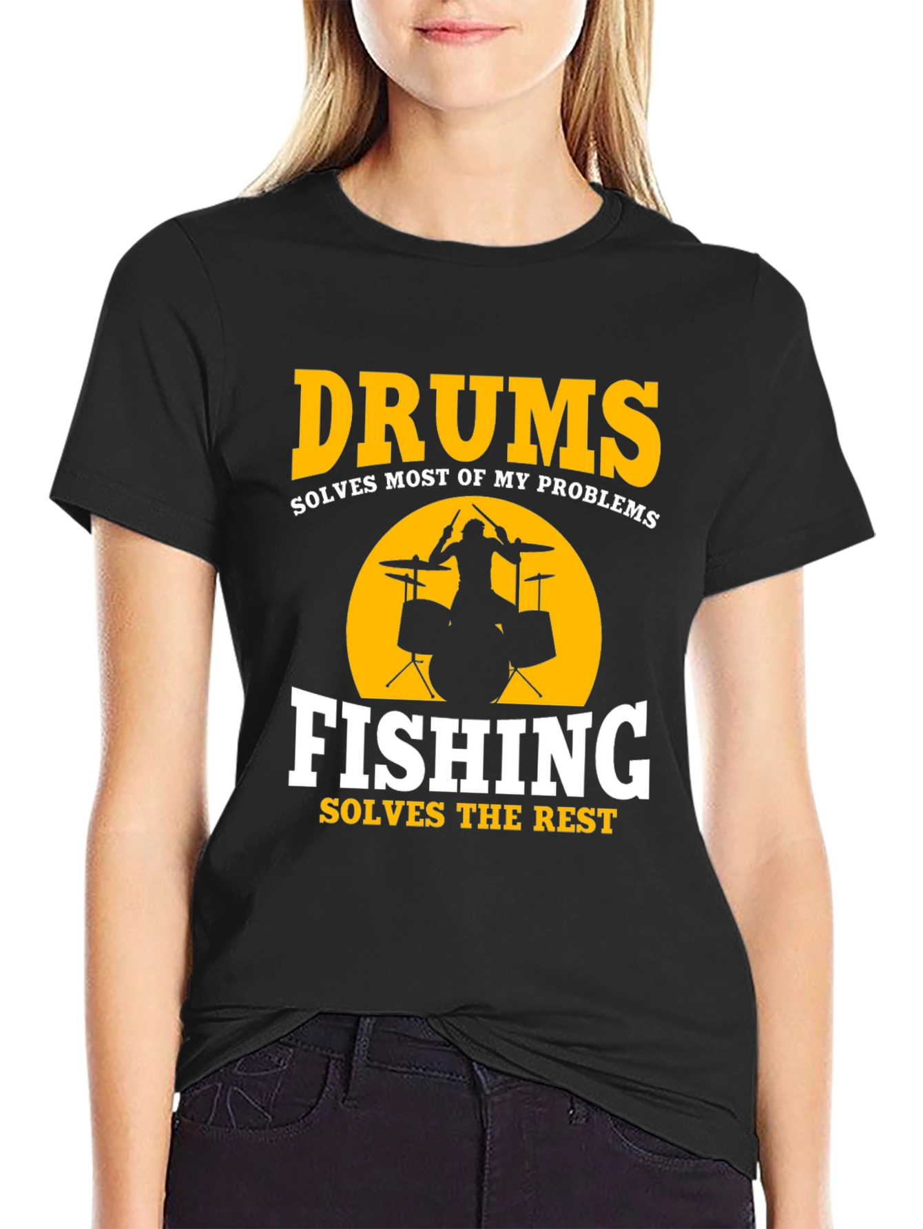 Drums & Fishing Solve Problems T-Shirt
