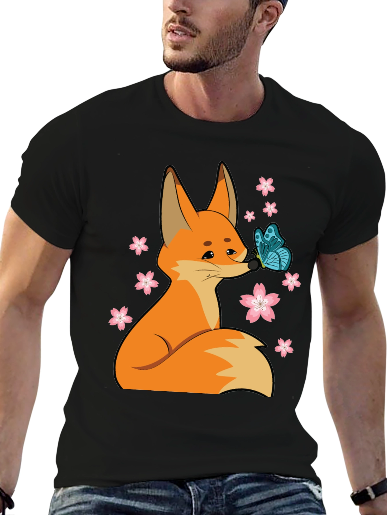 Fox and Butterfly Graphic Tee