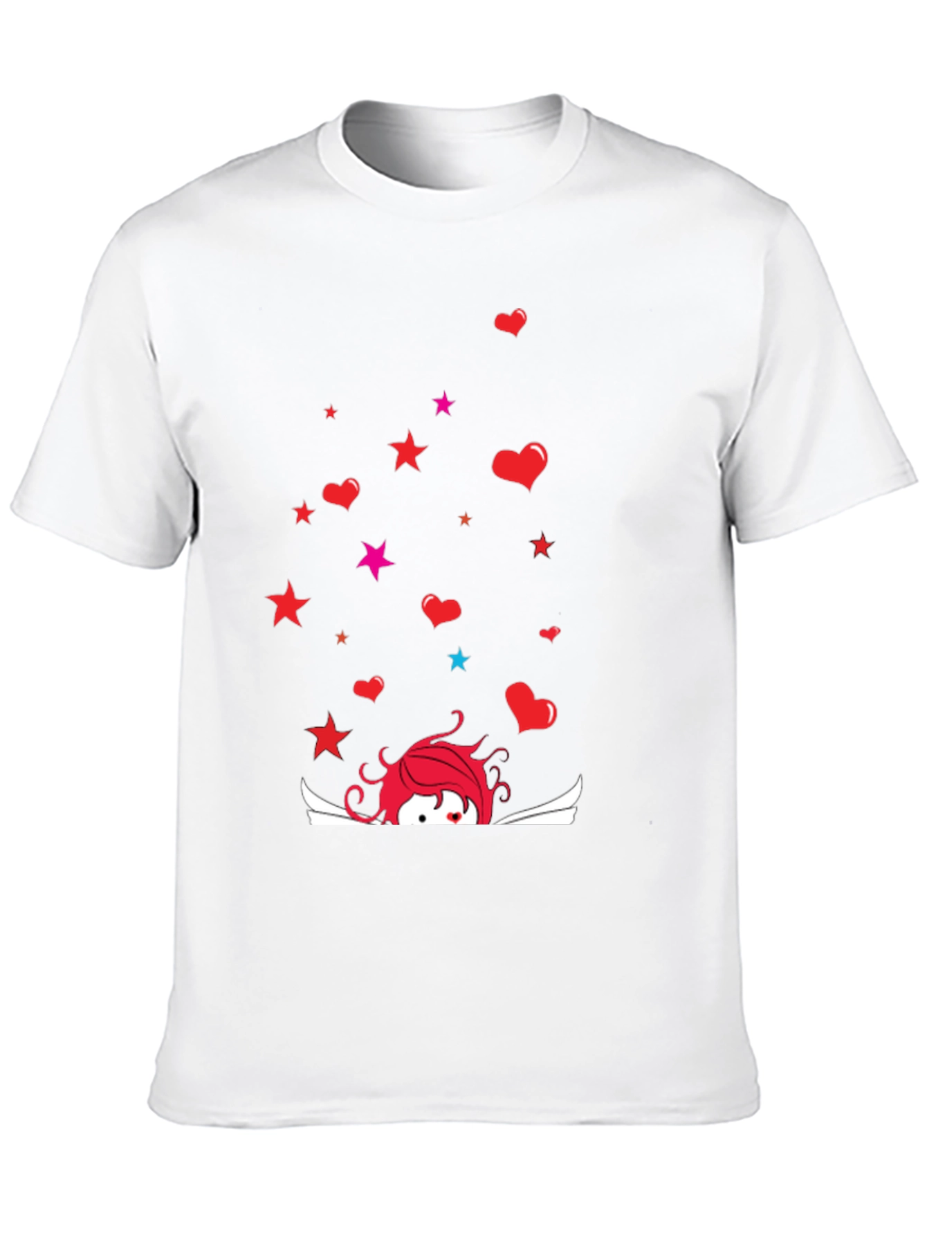 Cupid Star Heart Graphic Black T-Shirt
