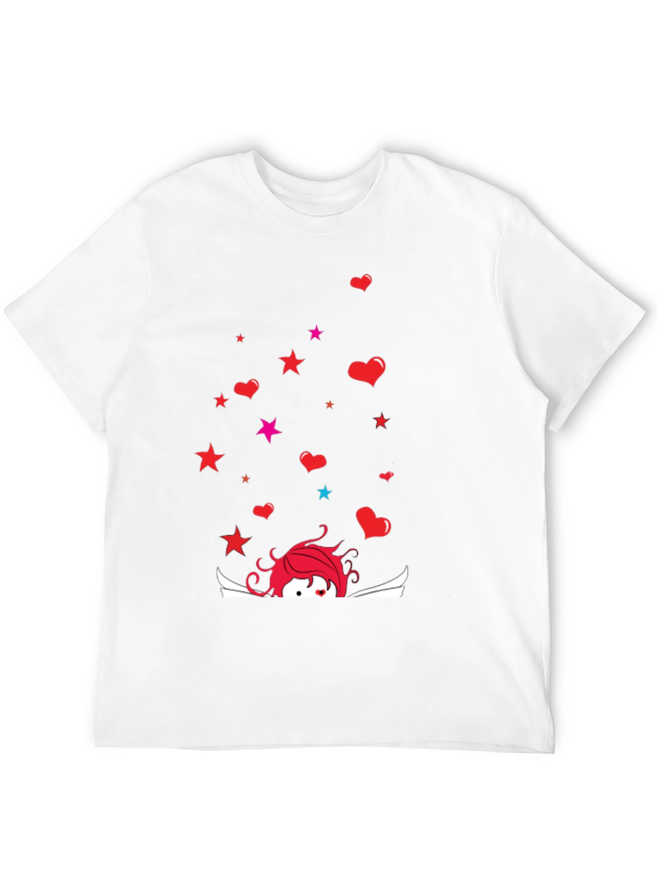 Cupid Star Heart Graphic Black T-Shirt