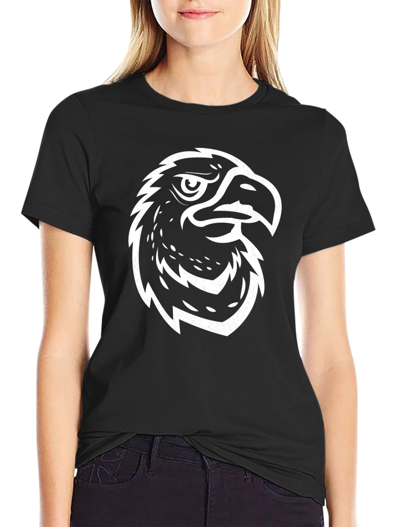 Bold Eagle Graphic Tee - Black Cotton Blend