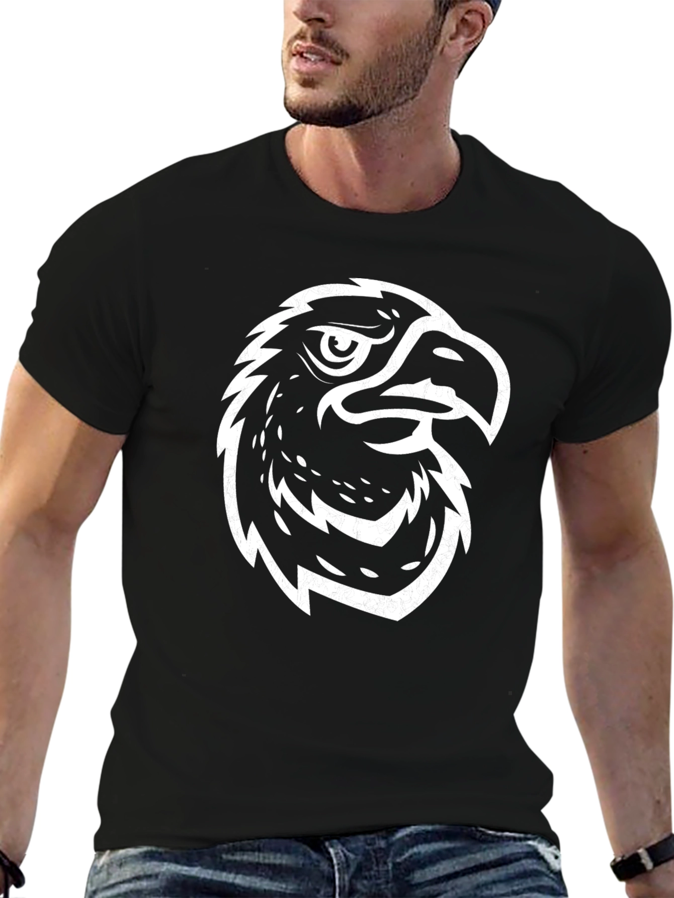 Bold Eagle Graphic Tee - Black Cotton Blend