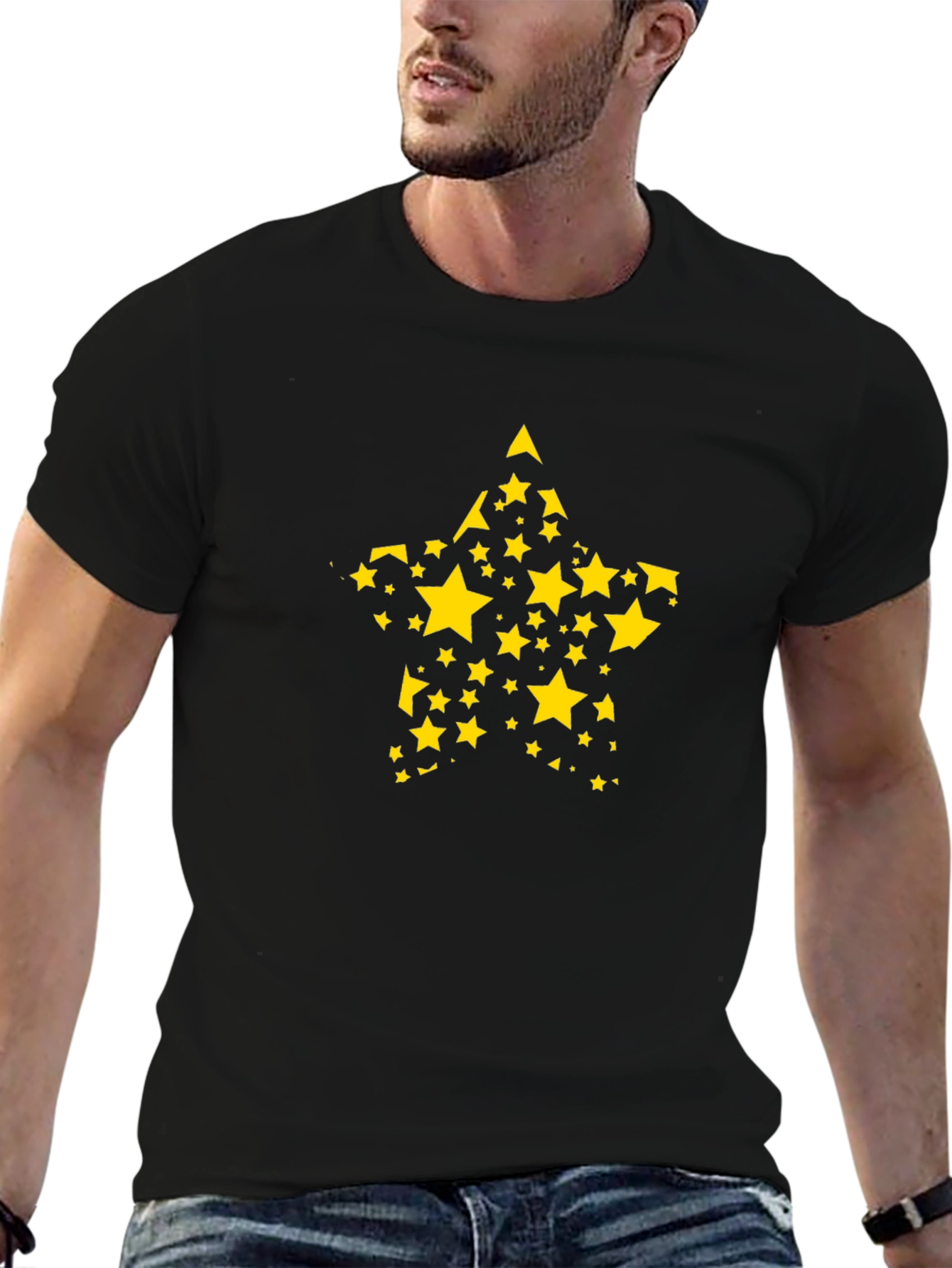 Starry Star T-Shirt - Black Cotton Tee