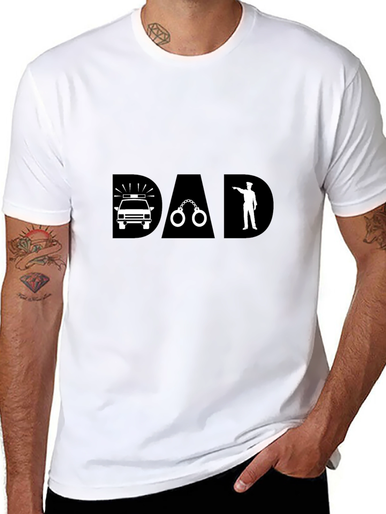 Police Dad Graphic T-Shirt - Black