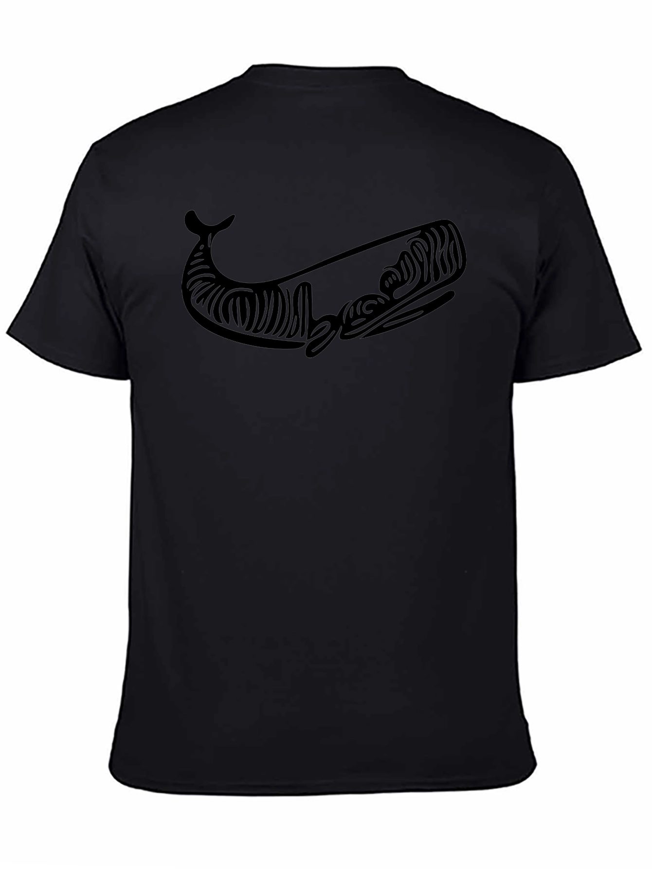 Black Whale Graphic Tee - Modern Tribal Style