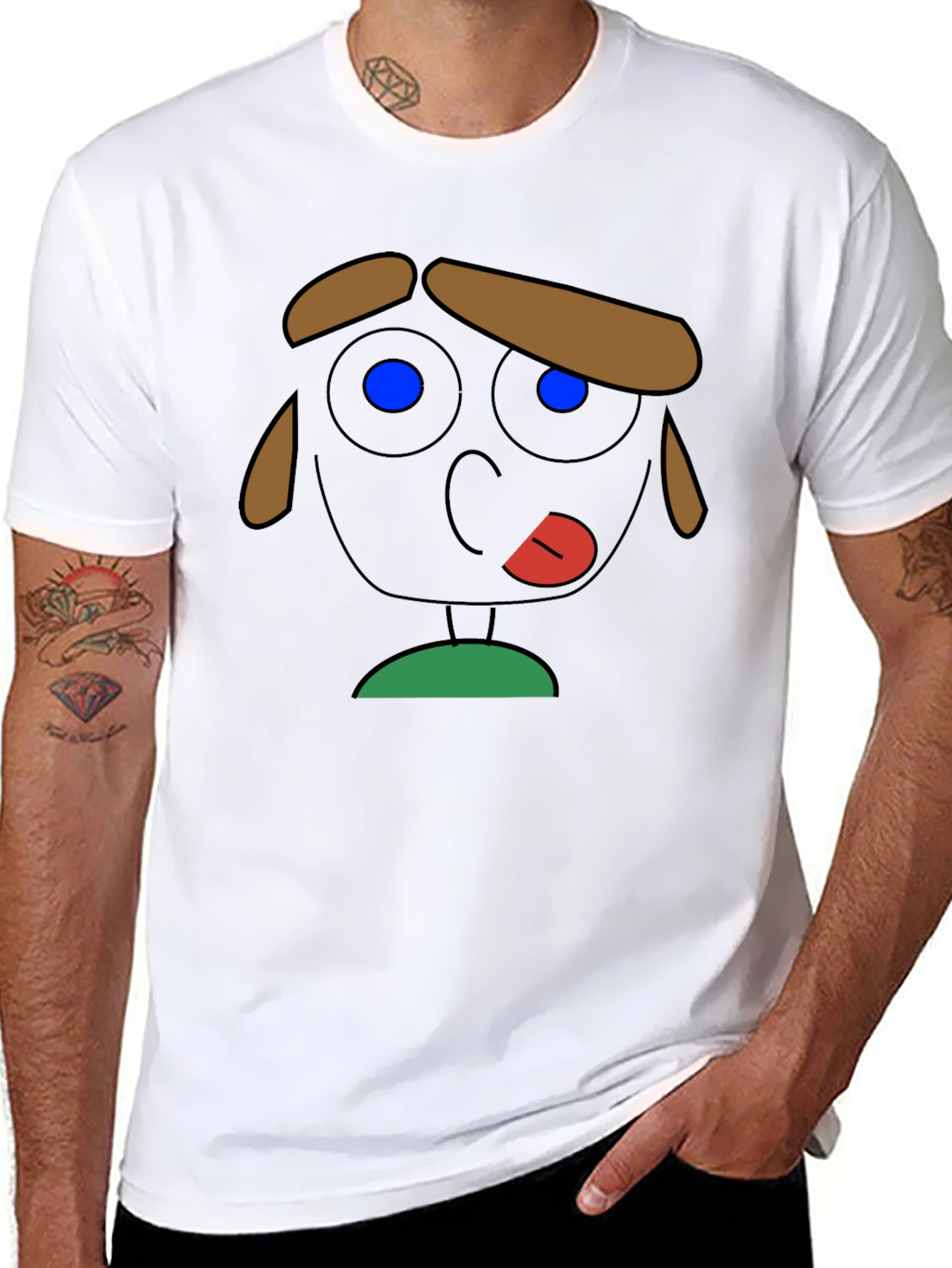 Funny Cartoon Face Graphic T-Shirt