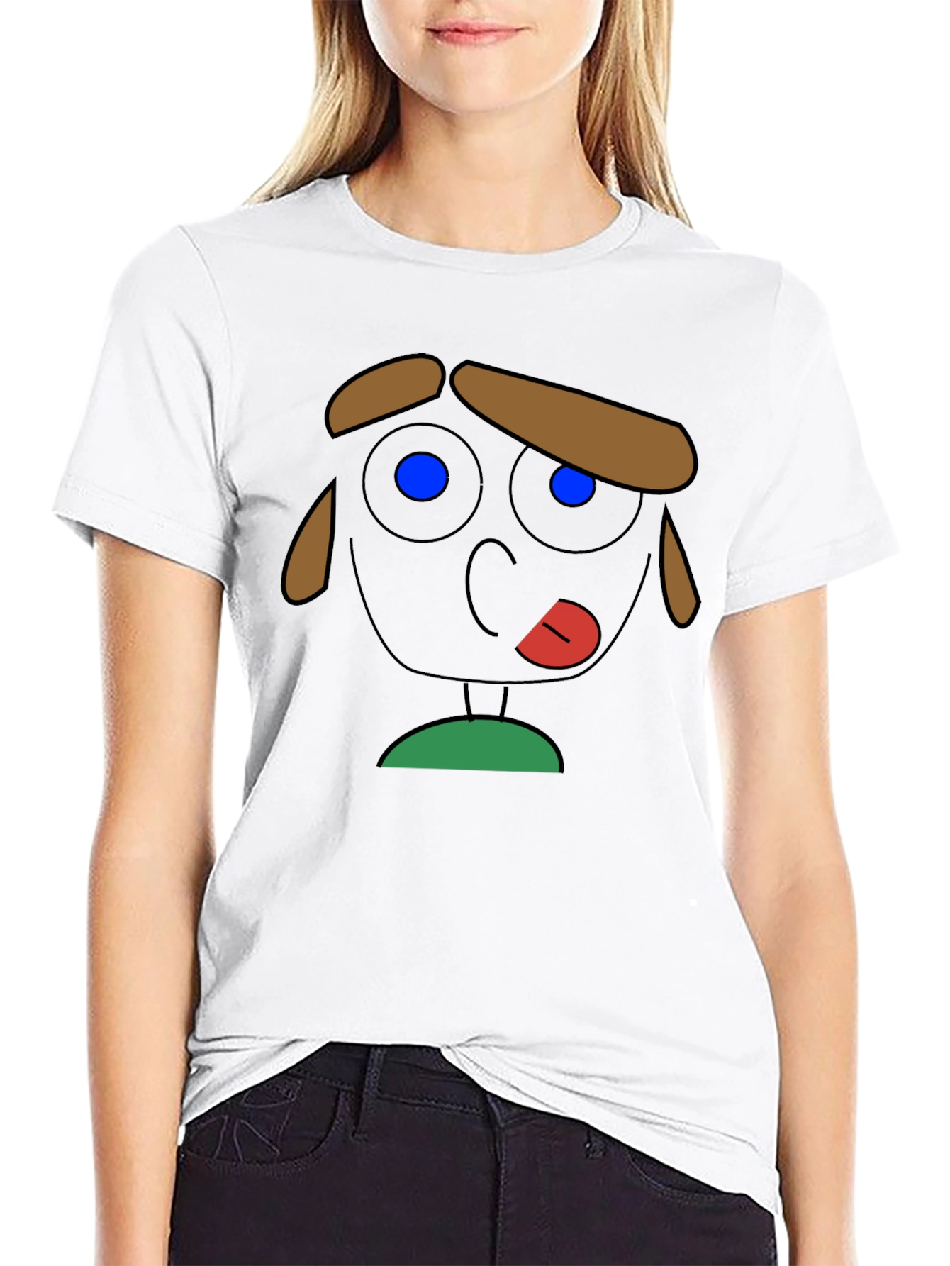 Funny Cartoon Face Graphic T-Shirt